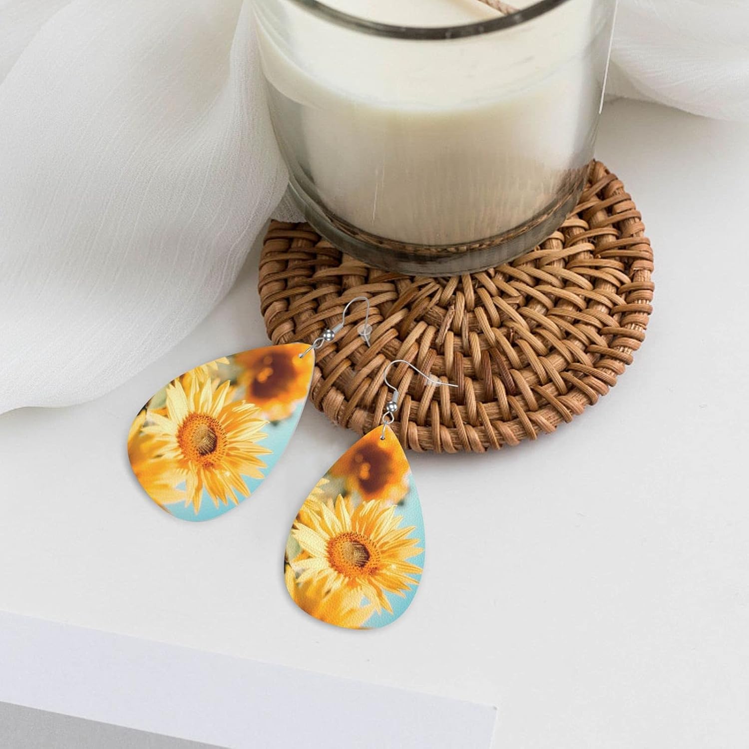 Custom Leather Earrings Personalized Customized Photos Text Picture Drop Dangle Earrings for Women - Image 6