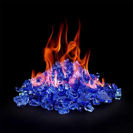 Only Fire Fire Glass for Natural or Propane Fire Pit, Fireplace, or Gas Log Sets, 10-Pound, 1/4-Inch, Cobalt Blue