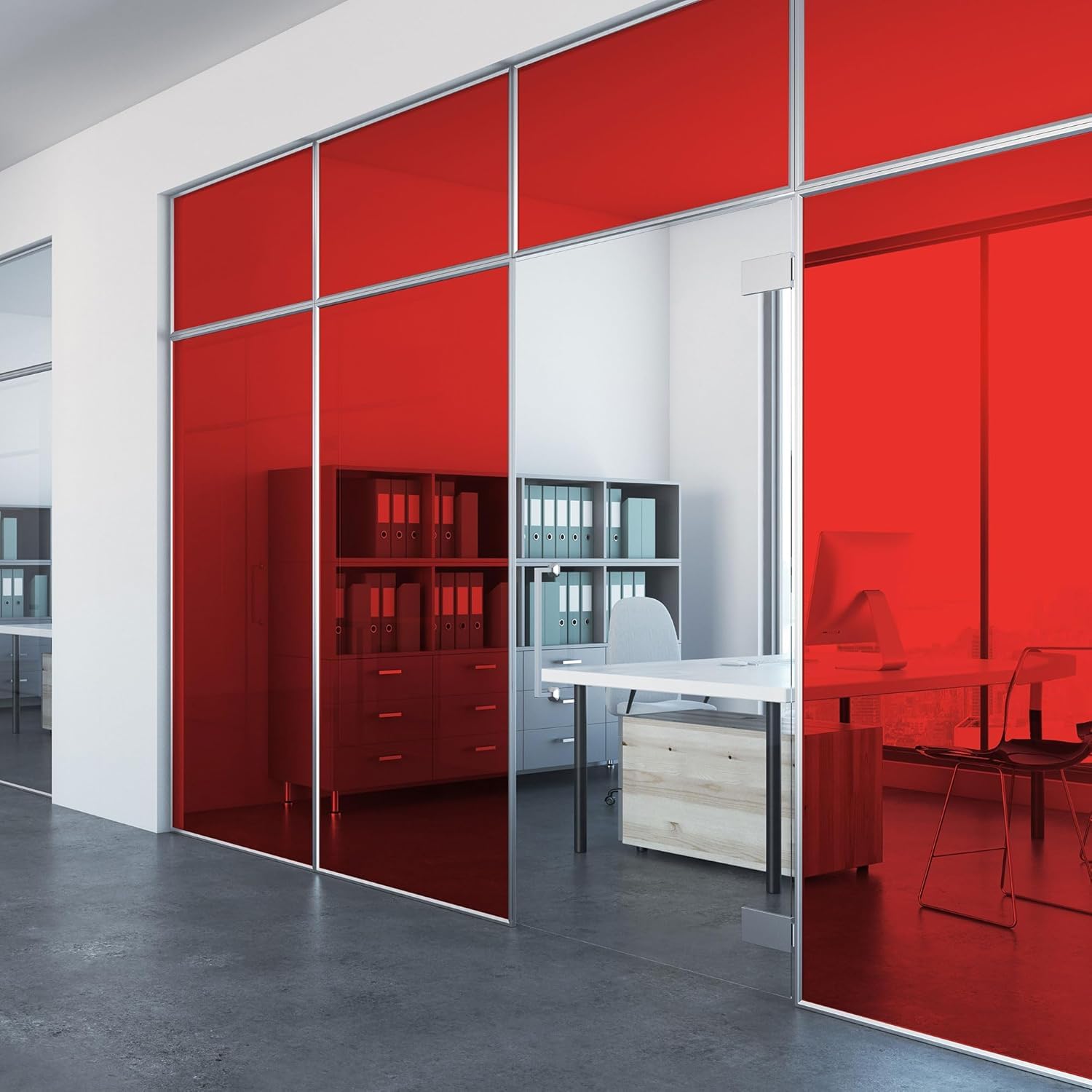 Abode Window Films Transparent Red Stained Glass Window Film 50cm X 300cm, PVC Self-Adhesive Decorative Window Film, UV Glass Protection & Easy Application