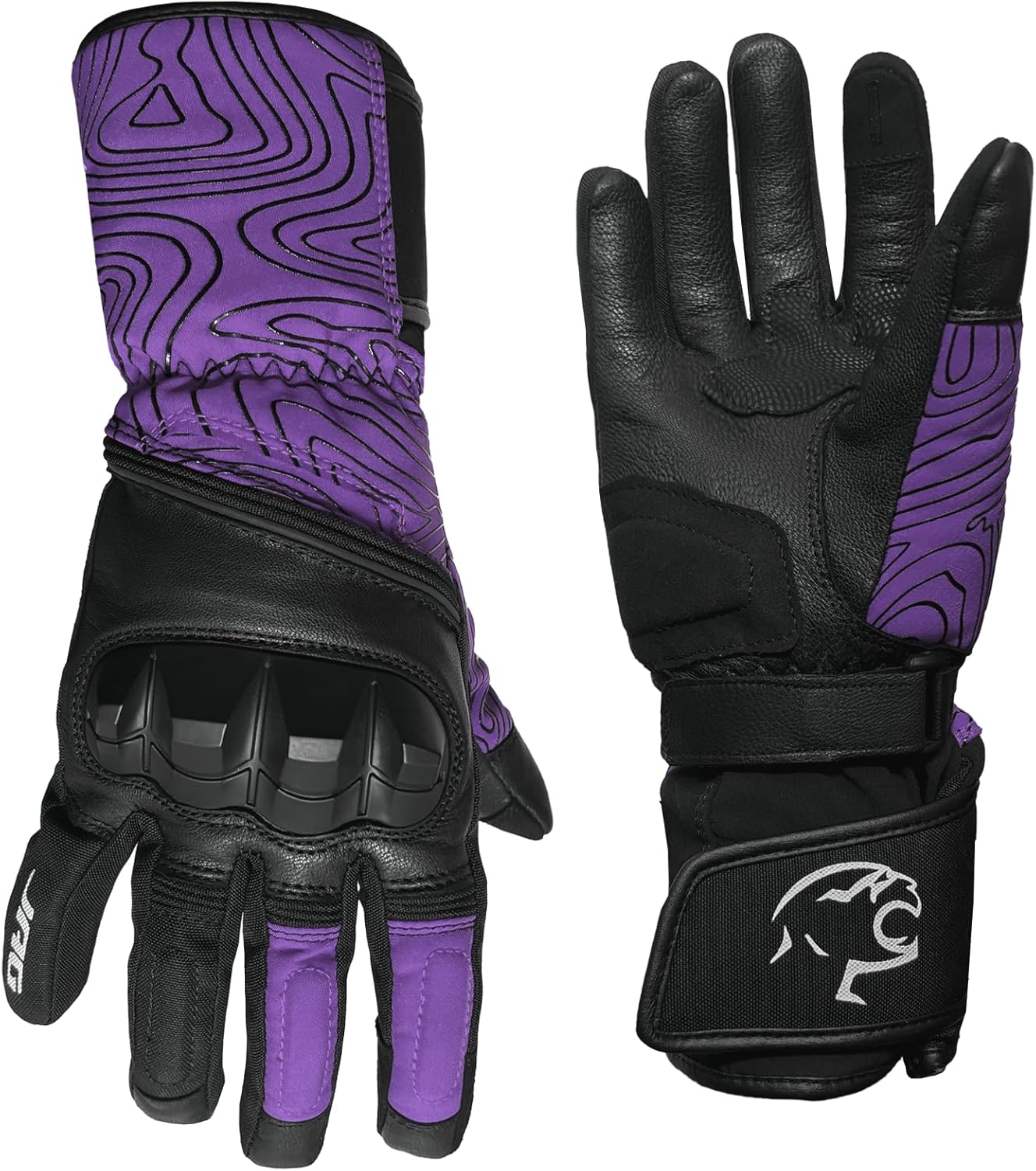 J.A.G. Winter Leather Motorcycle Gloves for Men – Warm Lining Touchscreen Gloves with Knuckle Protection for Motorbike Riding