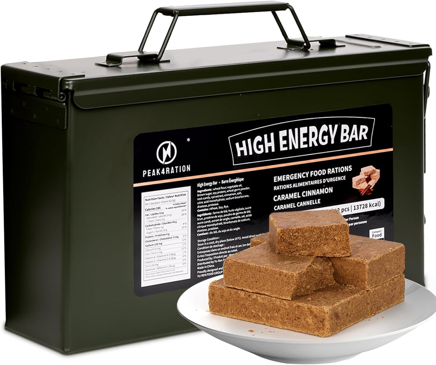PEAK4RATION Barra de alta energía | Galletas de ración de emergencia - Canela...
