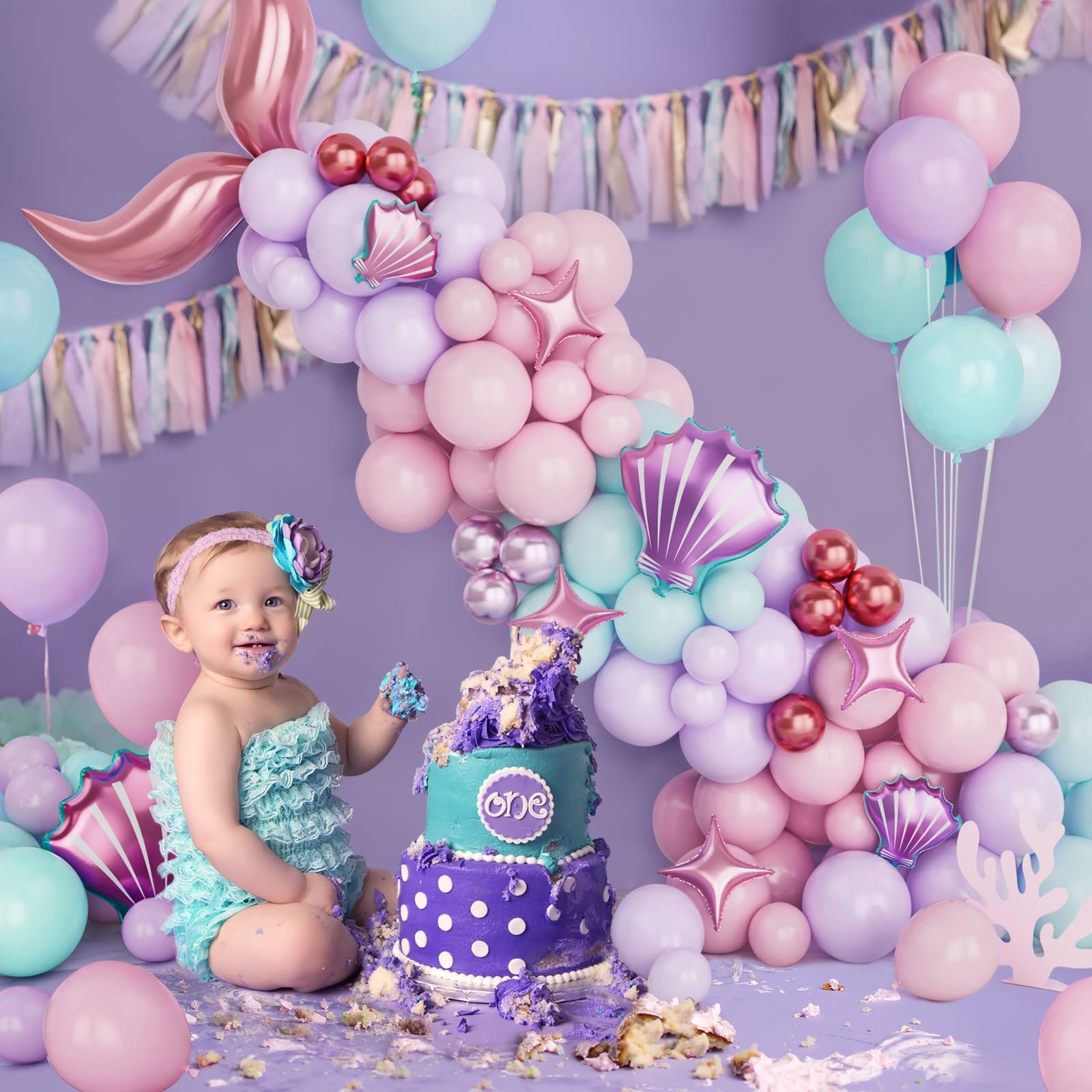Palloncini Sirena 6 Anni,Decorazione di CompleannoSirena,Palloncino Numero 6 Palloncini Foil Coda di Sirena Feste di Compleanno a Tema sirena Decorazioni Ragazza Bambina