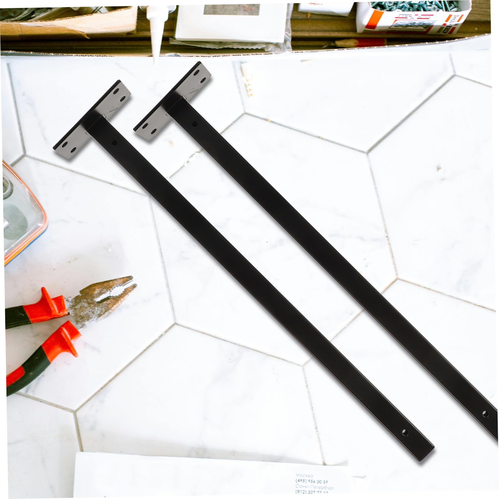 HOMSFOU 4pezzi Staffa Per Cartello Sospeso in Acciaio Inox Supporto Per Mensole Galleggianti Nero Staffe Rinforzo Per Mensole Ferramenta Per Montaggio Parete Incluso