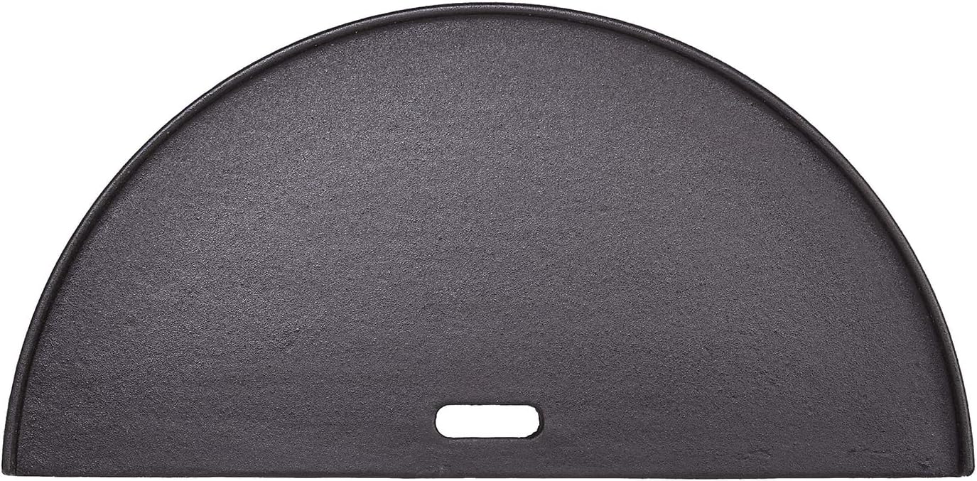 Kamado Joe Half-Moon Cast Iron Reversible Flat-Top Griddle with Smooth and Ribbed Surface for Classic Joe Charcoal Grill and Smokers in Black, Model KJ-HCIGRIDDLE