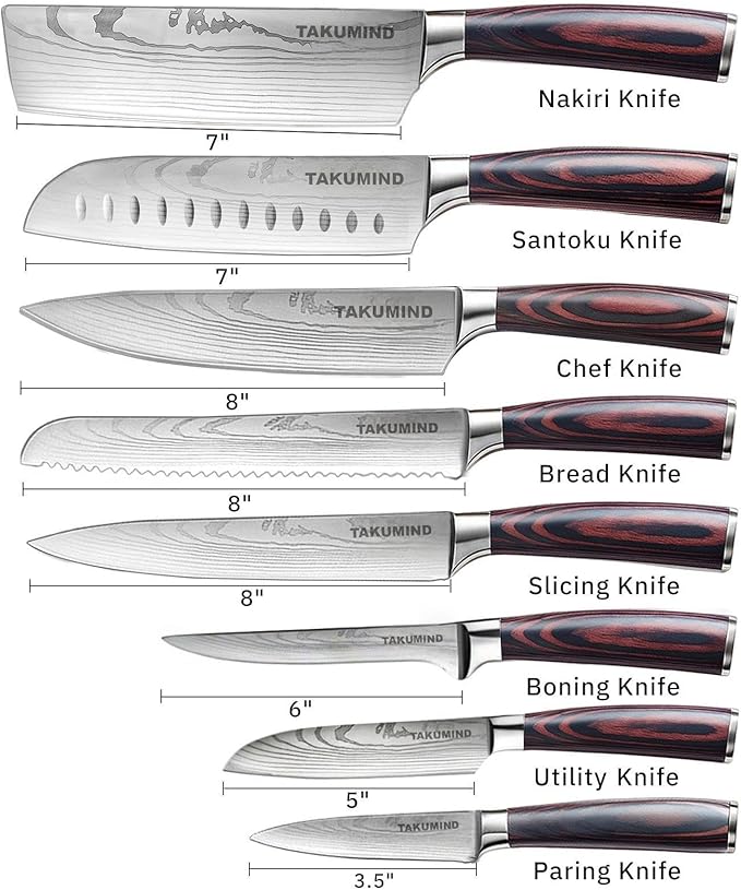 Set Cuchillos Cocina 8 Piezas Acero Inoxidable Madera miniatura 3