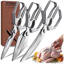 Kitchen Scissors Set Silver 3PCS, Heavy Duty Poultry Shears Kitchen Shear for Food Chicken Scissor All Purpose,Japan Meat Cutting Scissors, Bones Food Cooking Shears, Gifts for Men Women Mom Dad