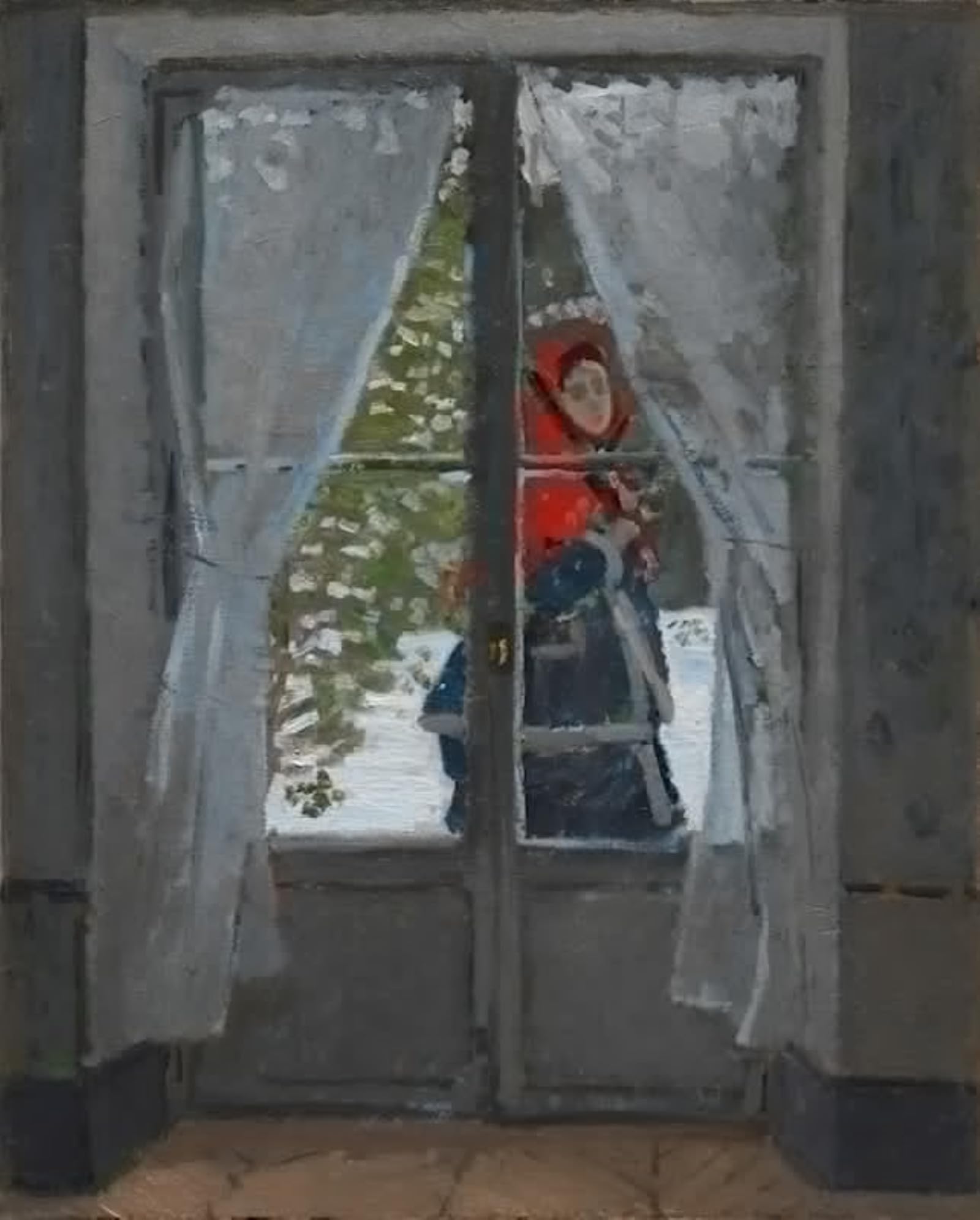 SERENDIPITP Vintage Picture Print on Canvas Wall Art Poster the Red Kerchief by Claude Monet Artwork Print Poster for Wall Decor 60x90cm