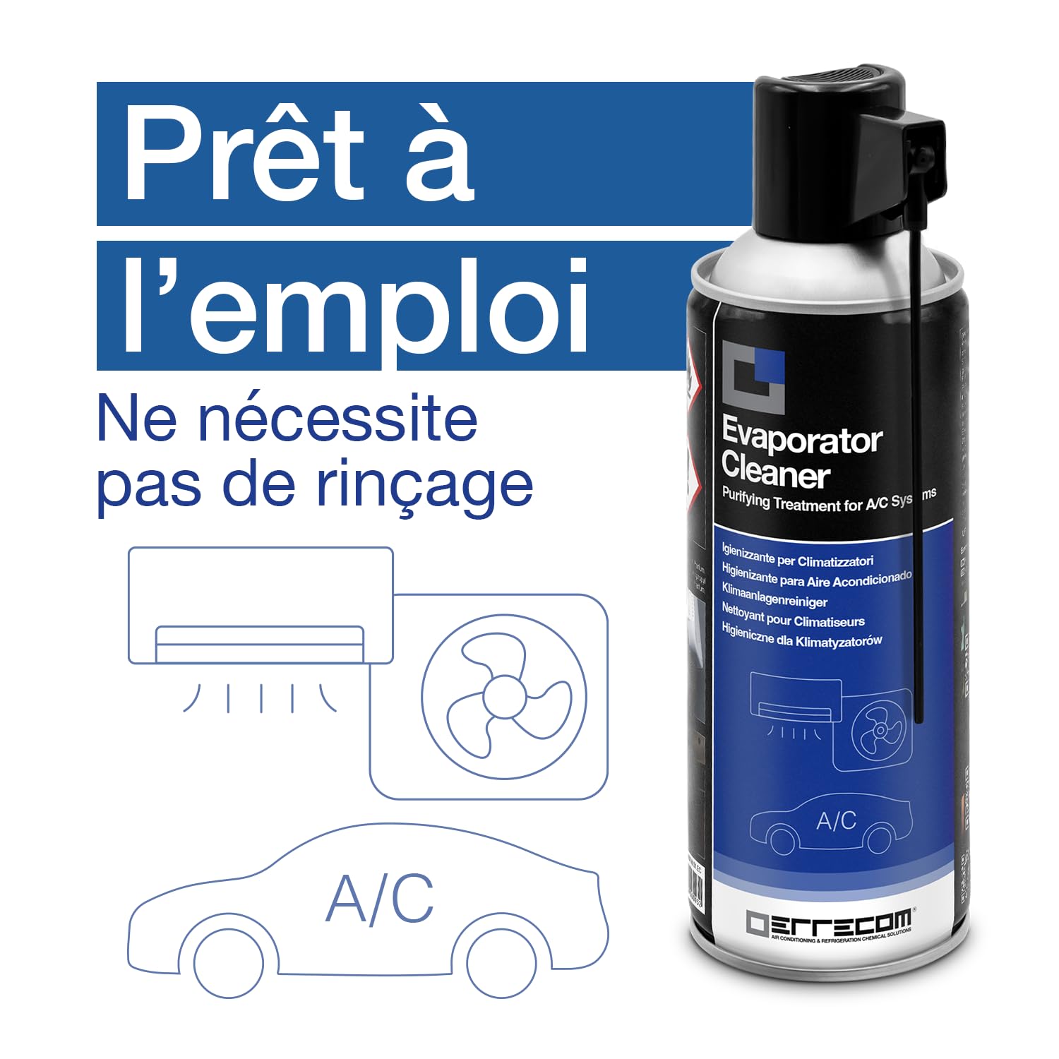 ERRECOM Evaporator Cleaner, Nettoyant en Bouteille Aérosol pour Climatiseurs, 12 x 400 ml