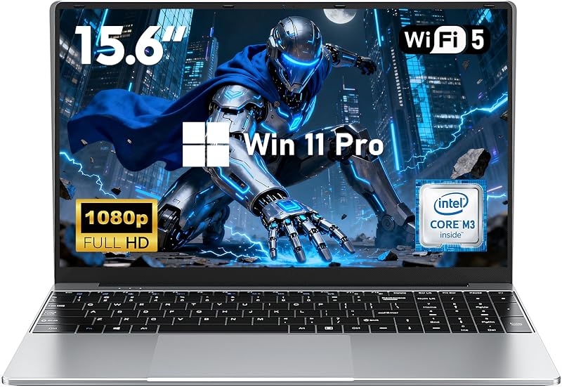 NIAKUN Laptop, Window 11 Pro Laptop Computer 2026, 15.6 Inch Lap Top, 16GB RAM 256GB SSD PC, M3-6Y30 Processor, FHD Display, WIFI5, BT4.2, Webcam, for Business, School, Work, Student, Gray