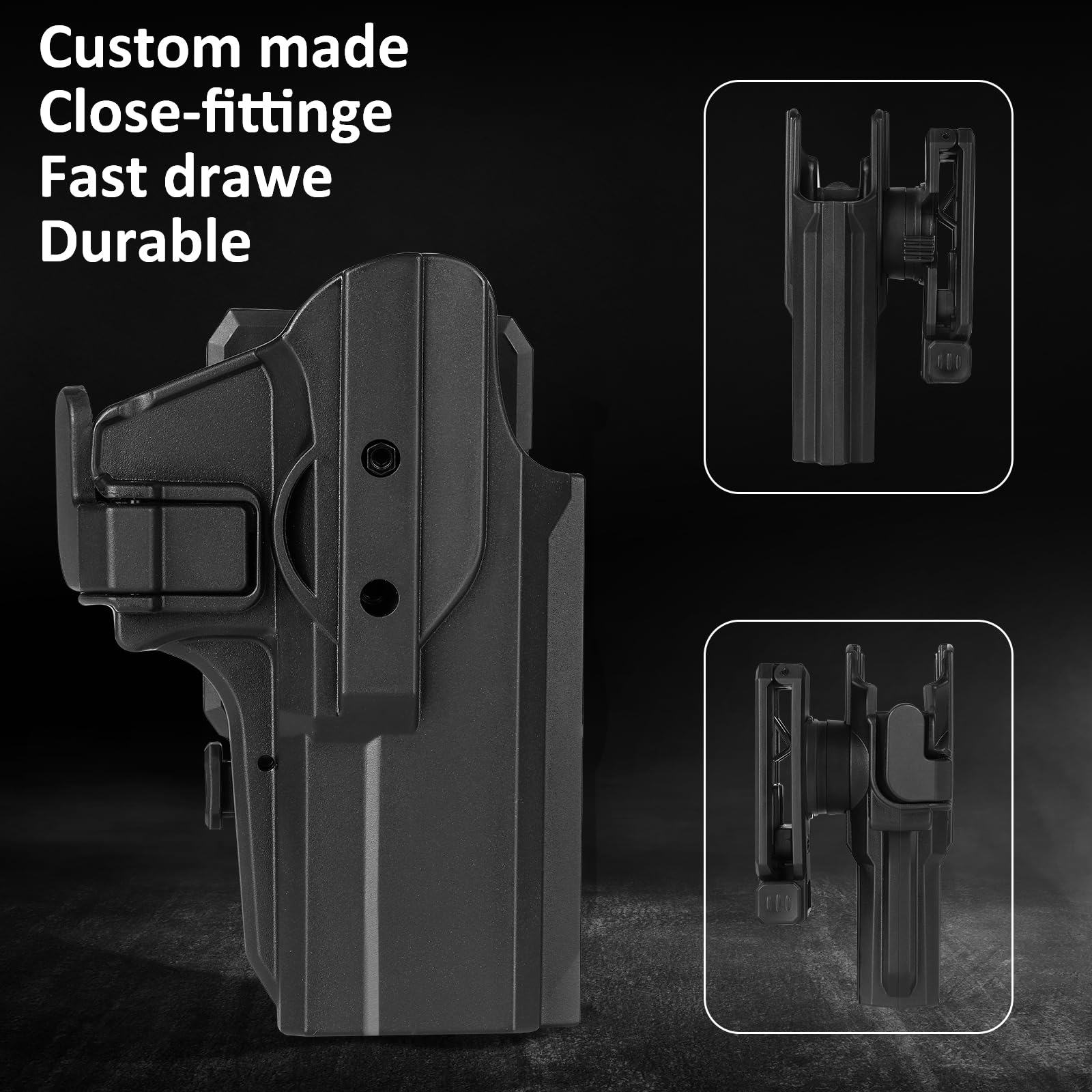 Fondina per Pistola Glock efluky, Compatibile con Glock 17/19/19X/22/23/31/32 (Gen1-5), Nero, Ambidestra