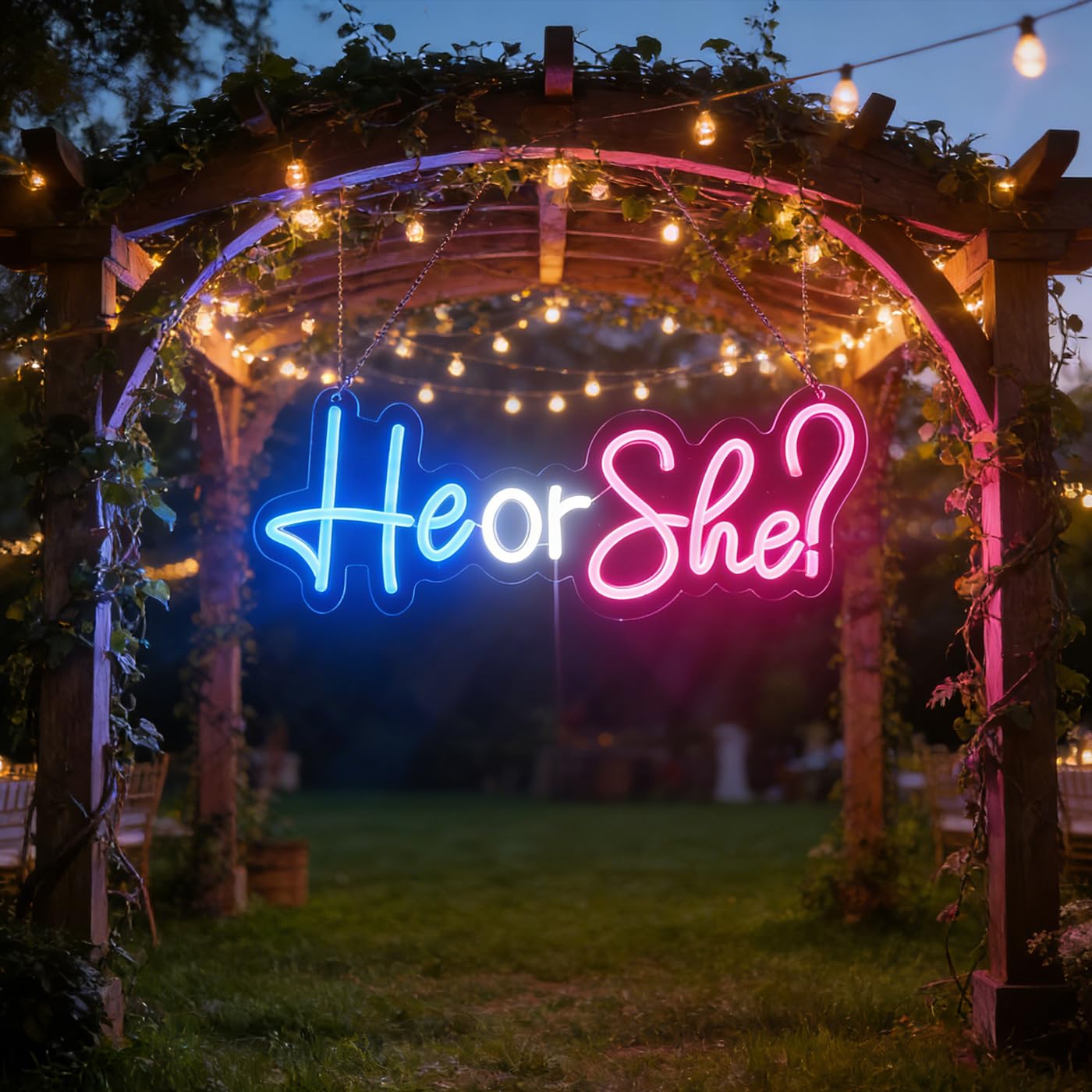 Nordstylee - Segnali al neon LED per rivelazione del sesso, decorazioni per feste, segni con lettere al neon, annunci di gravidanza, forniture per feste, cartelli per baby shower da giardino (Rosa-blu