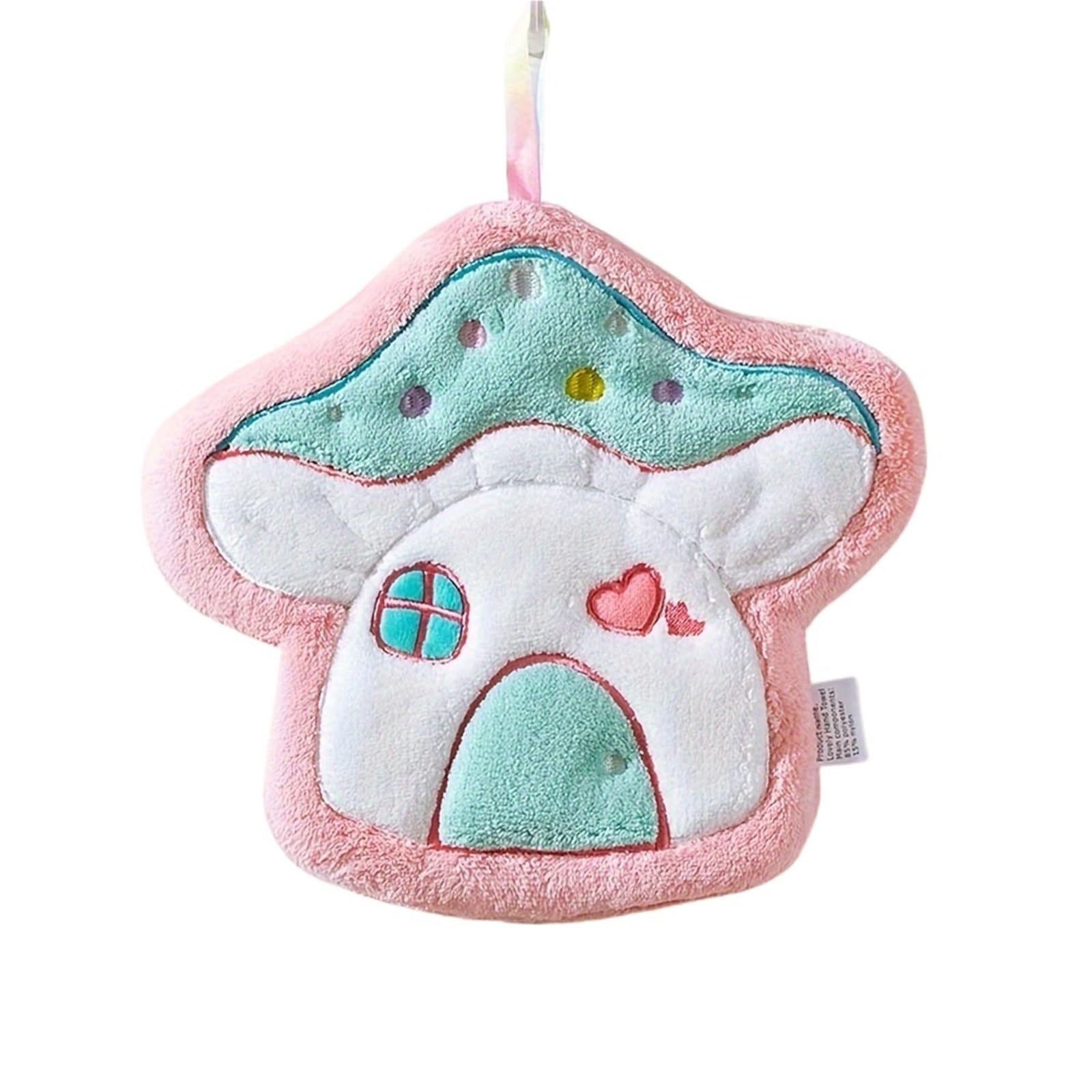 WSQHAO 4Pcs Cartoon Mushroom Hanging Hand Towel For Bathroom And Home Use, Soft And Absorbent, Cute for Hand(Color2)