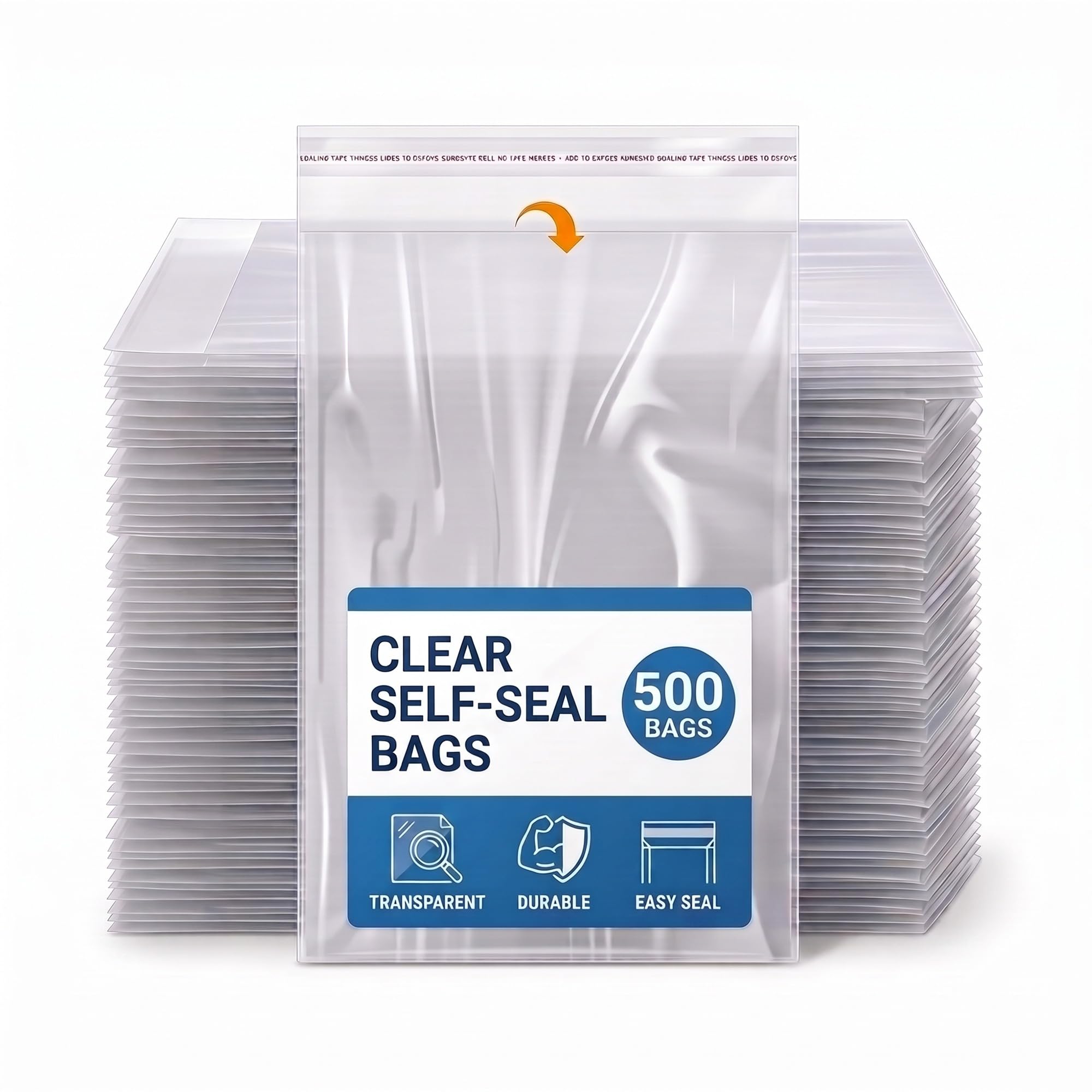 Self Adhesive Clear Cellophane Bags 500 Pack 25x38cm Large Cello Poly Bags