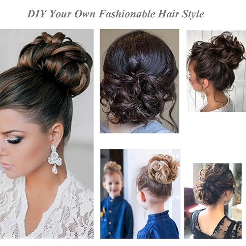 Miniatura 7 de Dybst Coleteros de pelo desordenado con garra para moño, rizado, ondulado, moño recogido y recogido, para mujeres