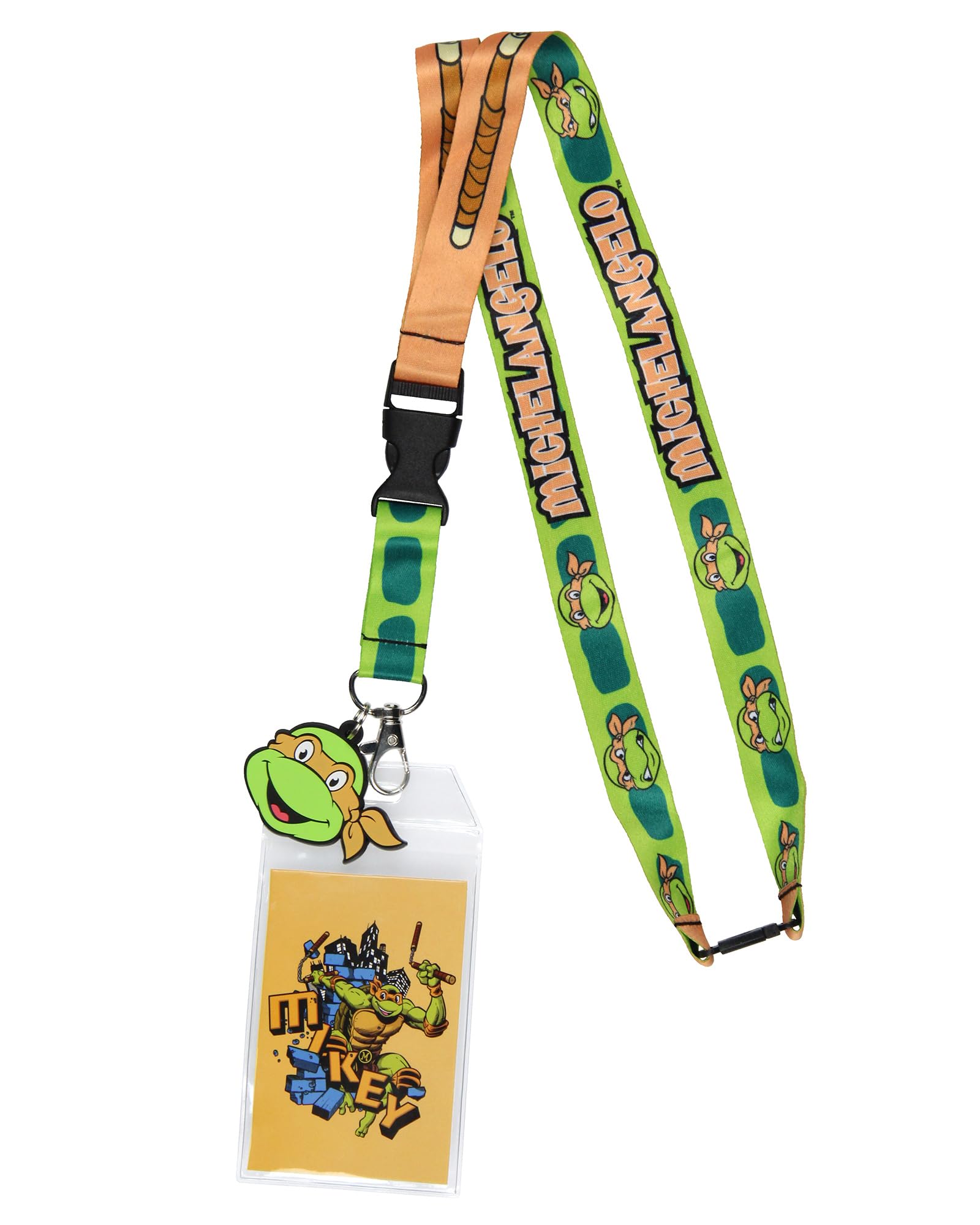 Cordon porte-badge avec breloque en caoutchouc de 5,1 cm Motif Tortues Ninja