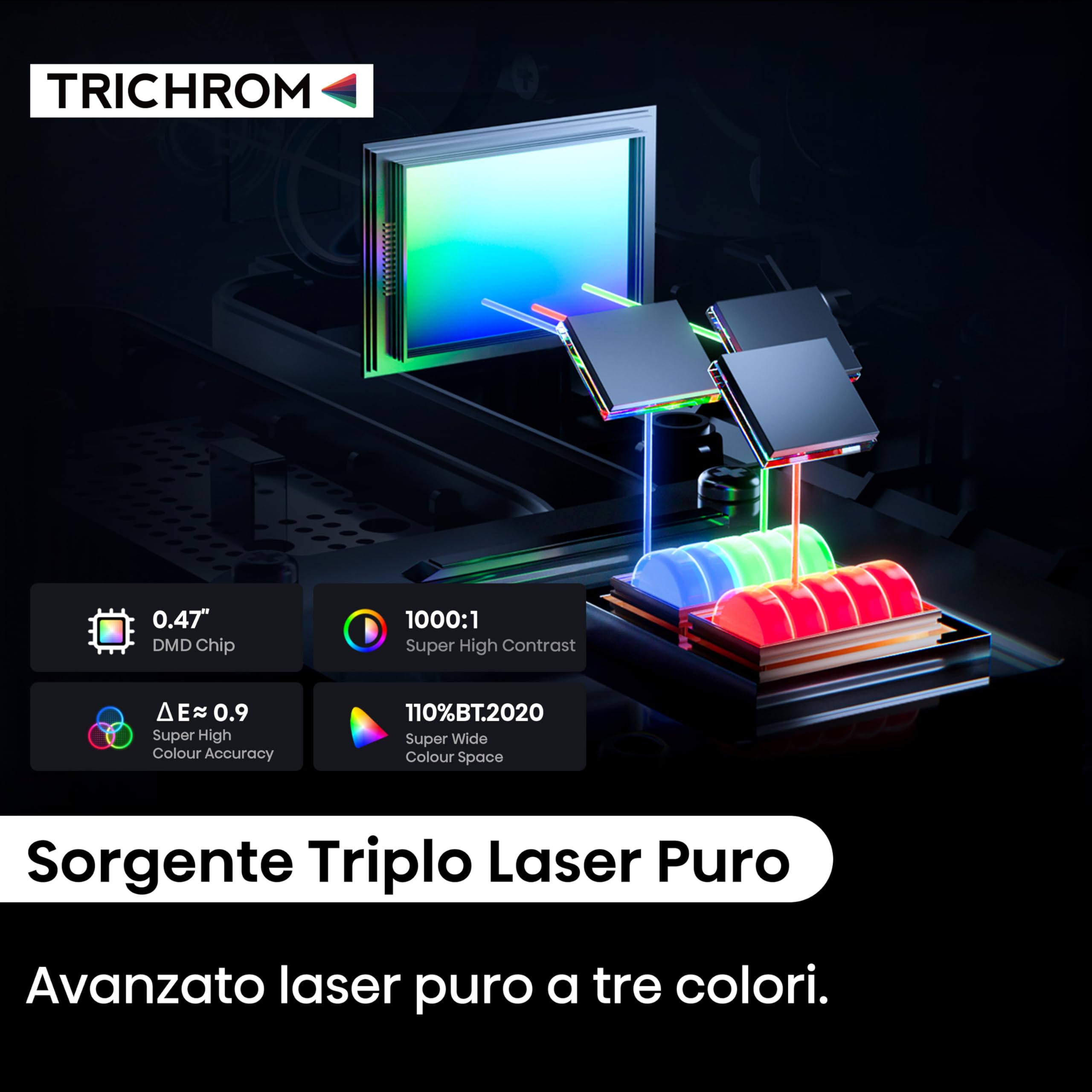 Hisense Proiettore Laser 4K M2SE PRO | Proietta da 65 a 200 pollici, Sorgente Triplo Laser, Zoom Ottico, 1100 ANSI lumen, Dolby Vision, HDR10+, VIDAA OS, Audio 20W