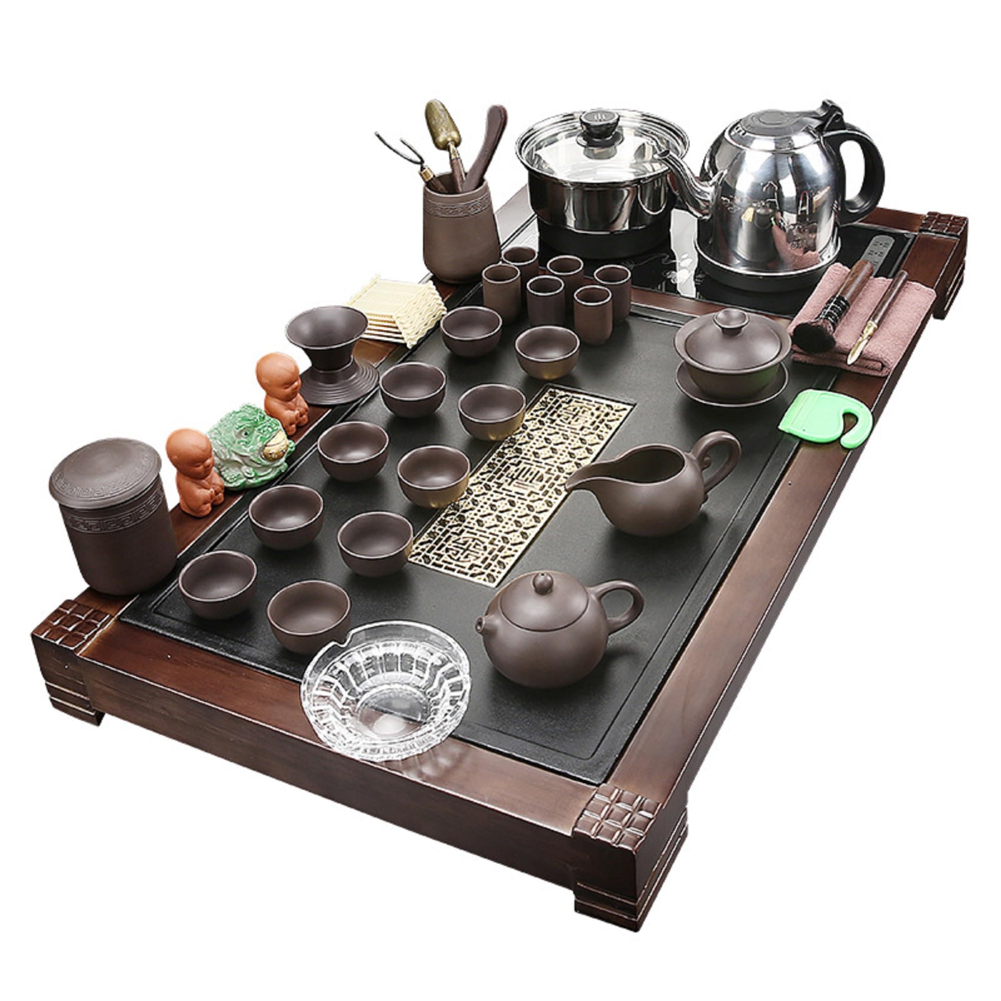 功夫茶具セット家庭用事務室の接客Q Amazon.com: 全自动一体套装功夫茶具家用办公室泡茶喝茶茶桌茶几