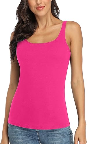 Miniatura 9 de V FOR CITY Camiseta sin mangas de algodón para mujer con brasier de estante ajustable con correa ancha y tirantes básicos