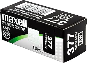 Maxell 19040820 Silver Oxide Button Battery 377/SR626SW, Pack of 10