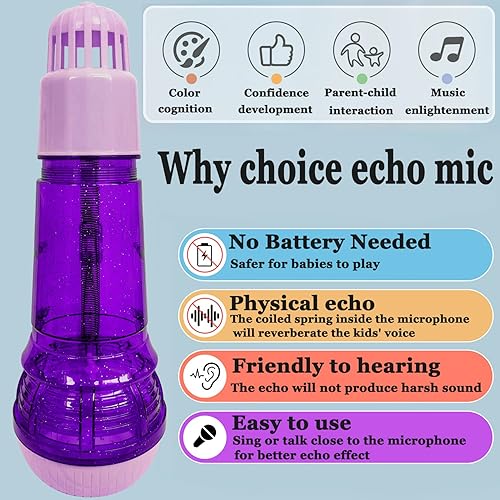 Miniatura 2 de Lolakee Echo Mic para niños y niños pequeños, duraderos y ligeros, juguetes para cantar música, juguete de retroalimentación de terapia del habla,