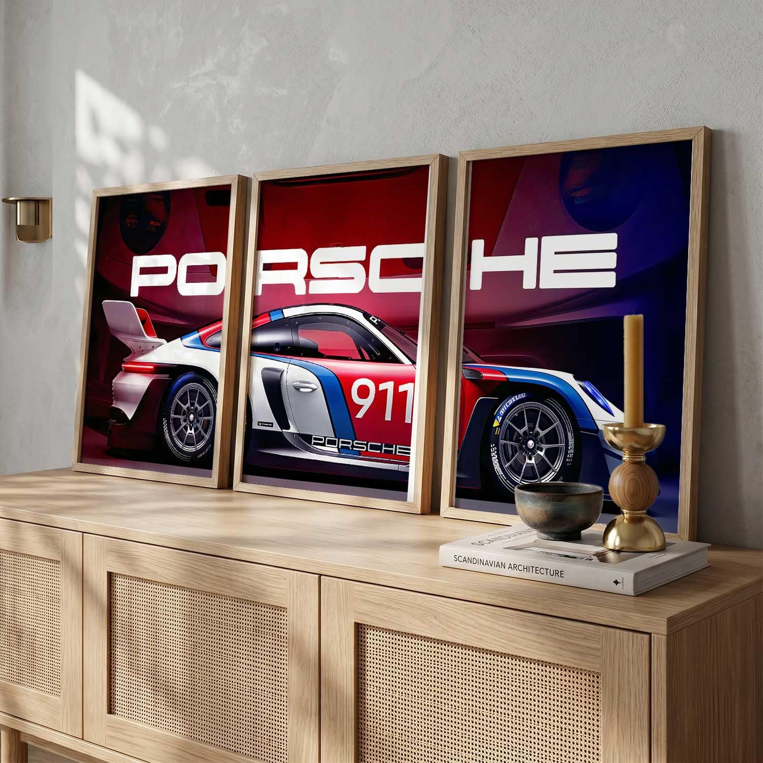 Porsche Car Posters - Set of 3 Framed Wall Art -5 Porsche Car Posters - Set of 3 Framed Wall Art -5