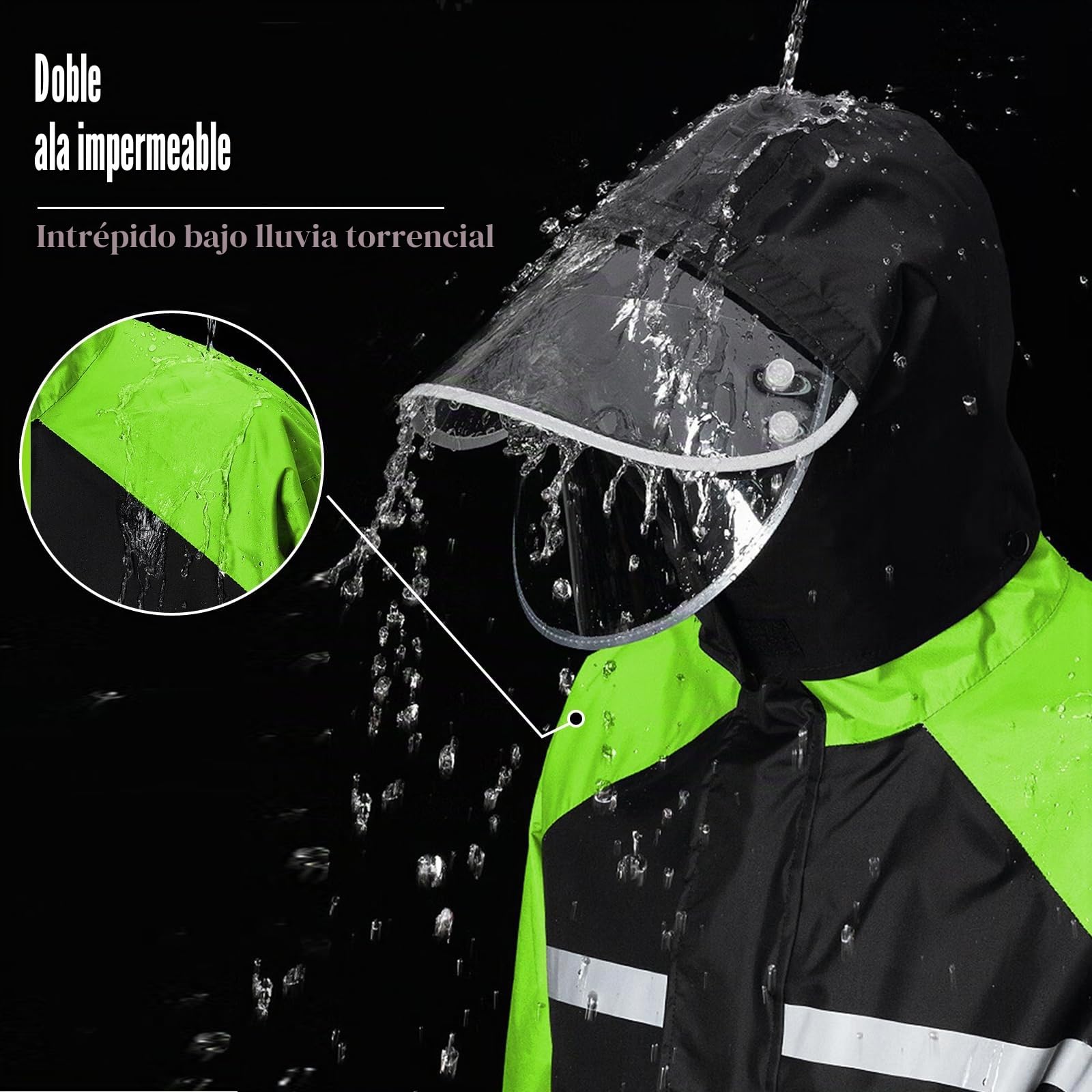 Chaquetas Impermeables para Hombre, Traje de lluvia Ligero con Capucha, Traje Impermeable de Moto, Chaqueta y Pantalones Impermeables para Pesca, Senderismo, Ciclismo