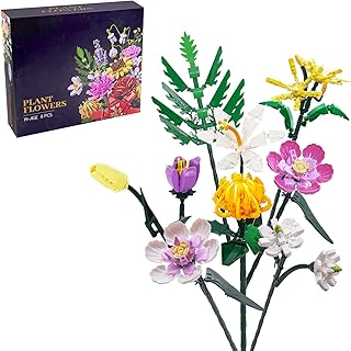 Banydoll Flower Bouquet Building Kit, Flower Building Toy Set, 8 Bouquet Flowers Building Blocks Removable for Adults Women Creative Gift Home Decoration Multicolor B