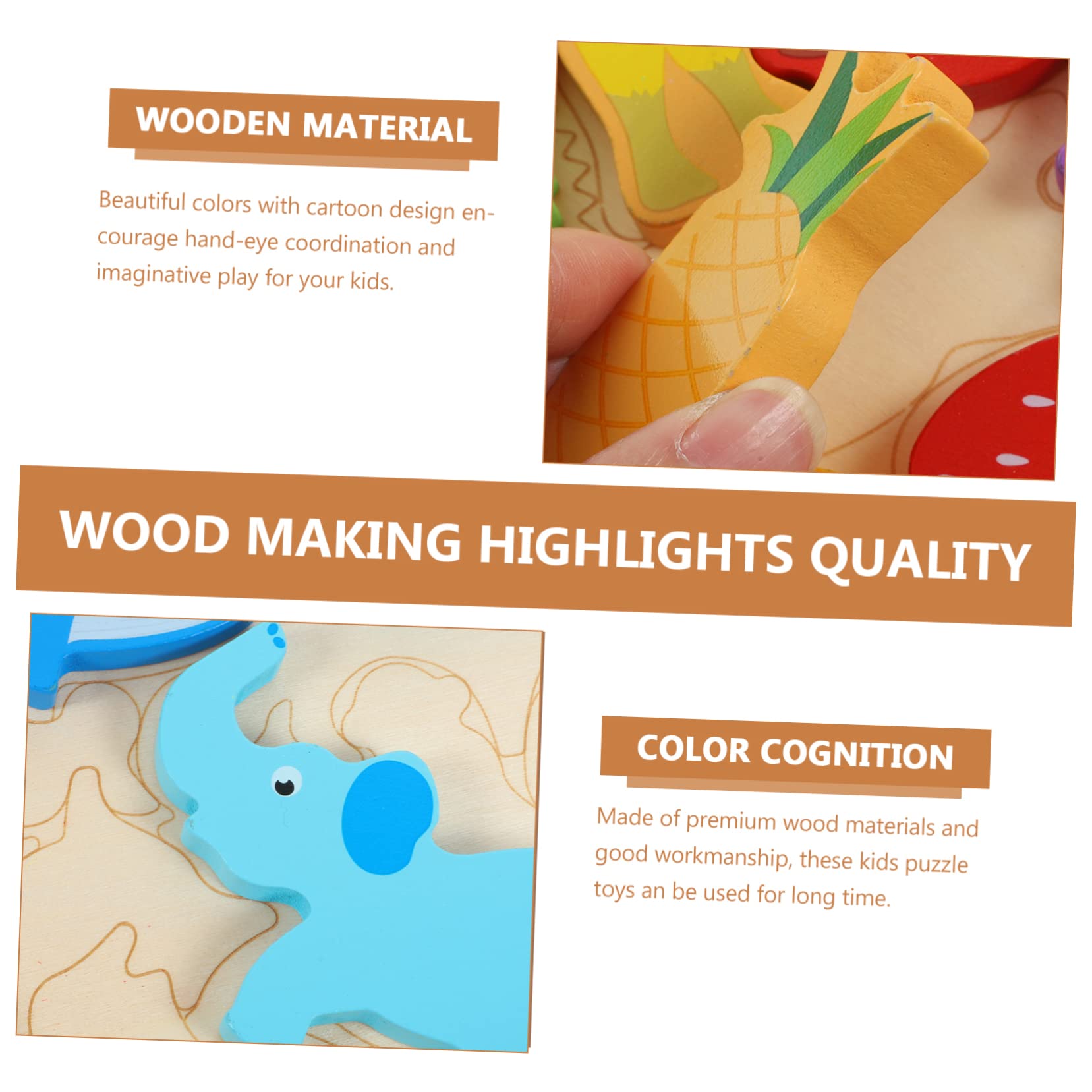 Amazon.co.jp: Vaguelly 木質彩色動物と果物の箱 知育パズル玩具 子供