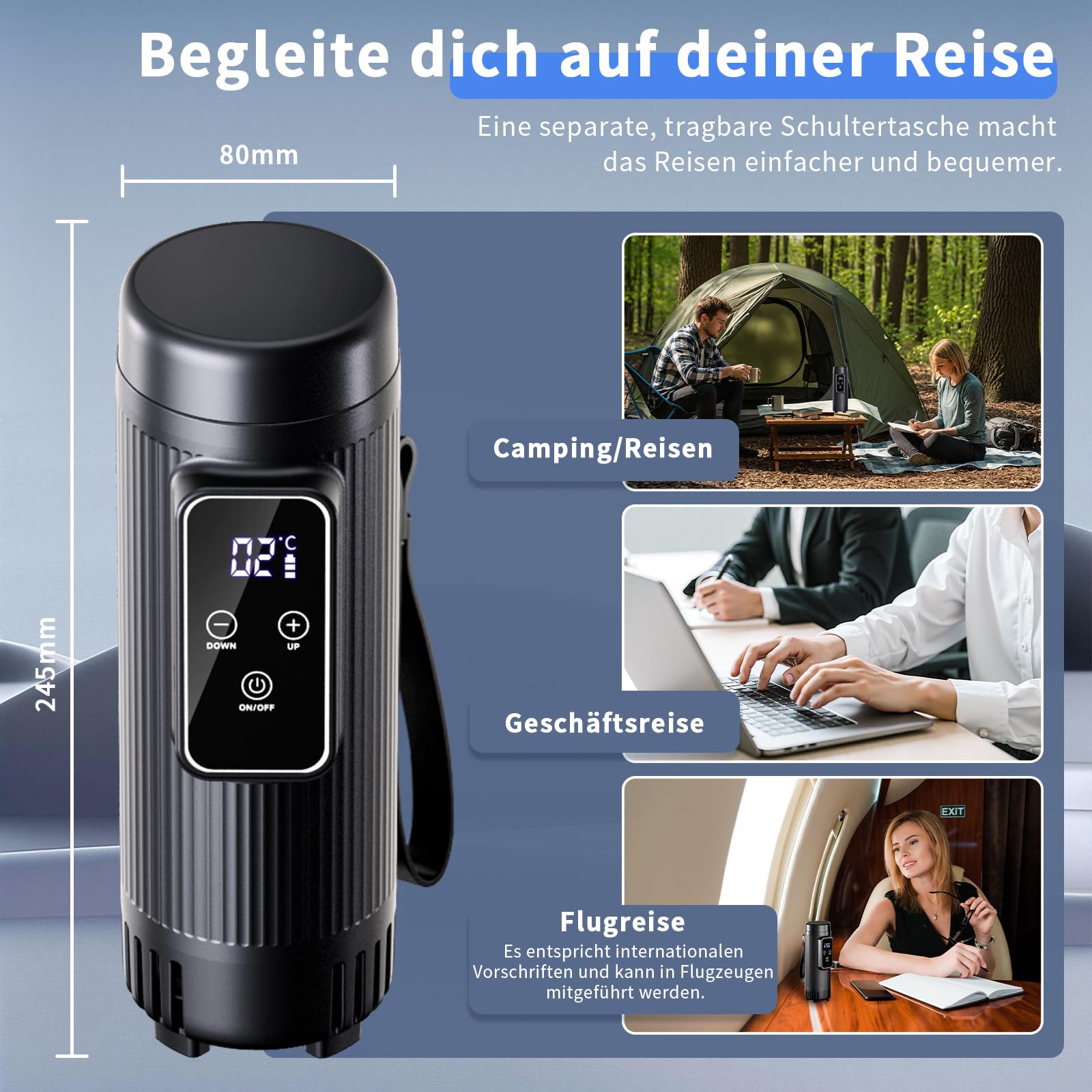 Insulina, borsa frigo portatile con 2 batterie, refrigerante per auto, viaggi, casa, borsa termica medica