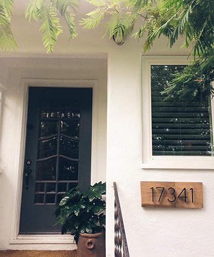 Miniatura 44 de VONDERSO - Letrero de dirección flotante de 5 pulgadas para exteriores de metal negro moderno para patio, calle y buzón, números de dirección Negro 1