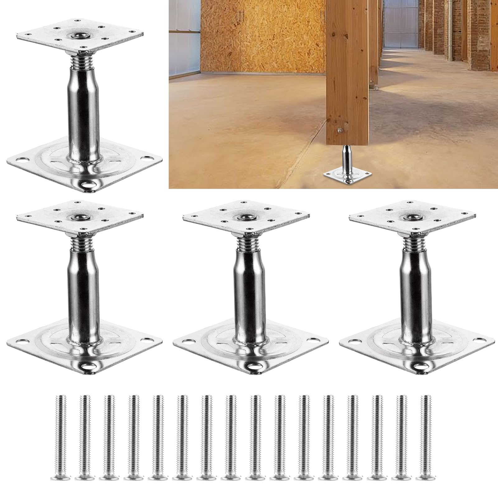 Support Poteau Pergola Reglable 150-190 mm Acier Galvanisé 4pcs