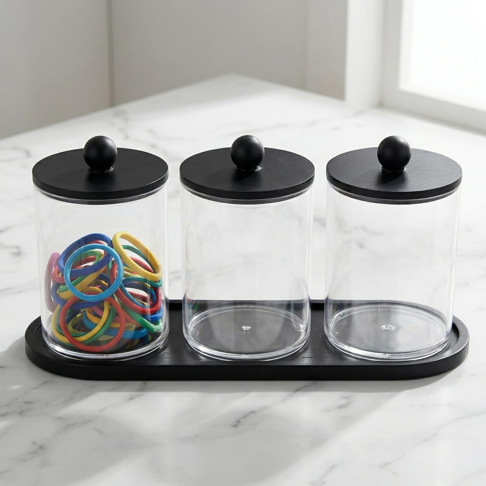 3 Pz Porta Cotton Fioc per Bagno, Organizer Bagno, Scatola con Coperchio per Tamponi e Batuffoli, per Bagno Camera da Letto Cotone Struccante Dischetti Batuffoli di Cotone Cosmetici