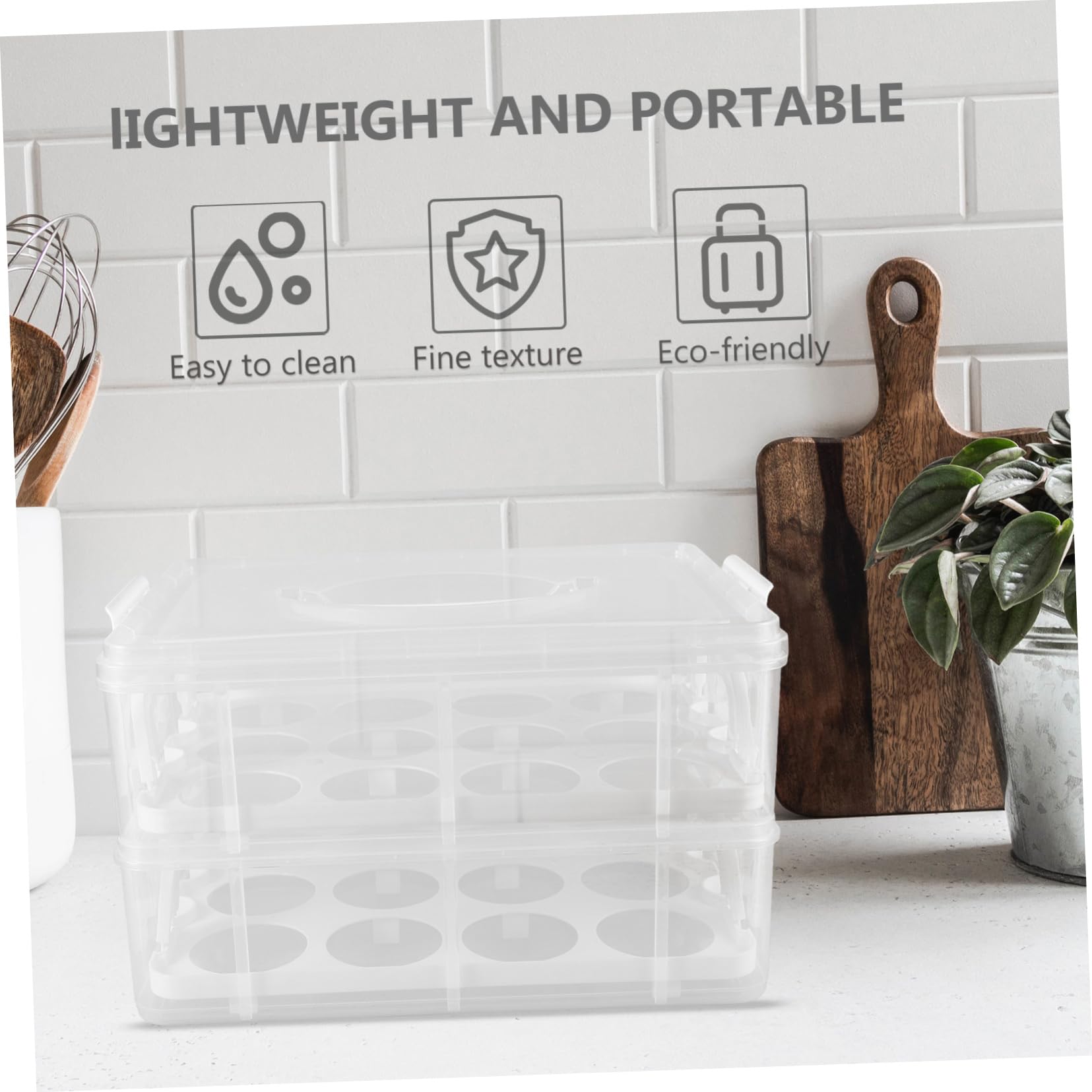 Alipis Caja para Cupcakes con Asa, Contenedor Portátil de Blanco, Diseño Transparente de 2 Niveles para Postres y Pequeños Artículos