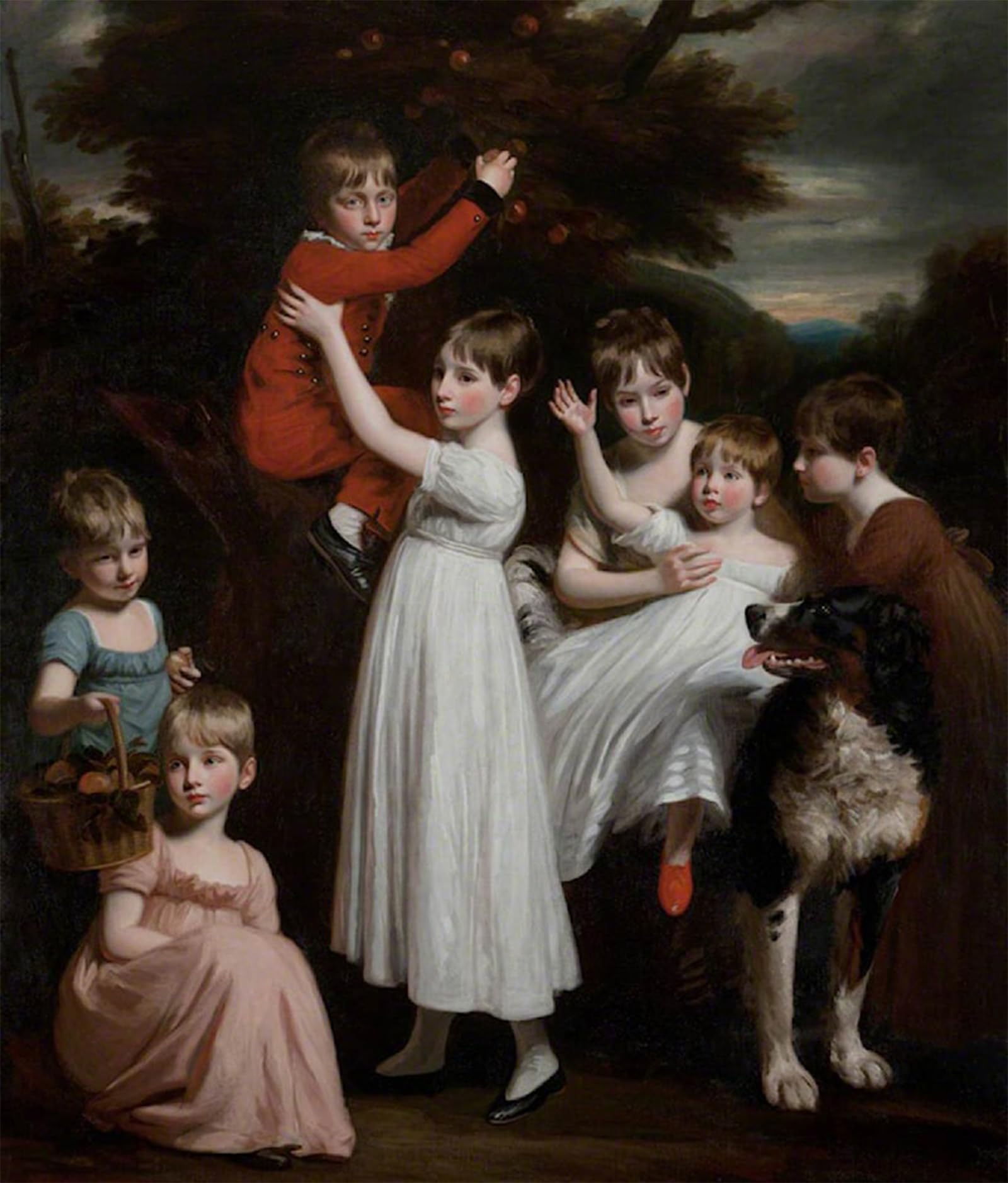 ARTXLXXBN Famous Painting Art Wall Decor Abstract Art Picture William Brodie Later with His Brothers Sisters and a Dog John Opie Animal Pictures for Home Decor 60x90cm
