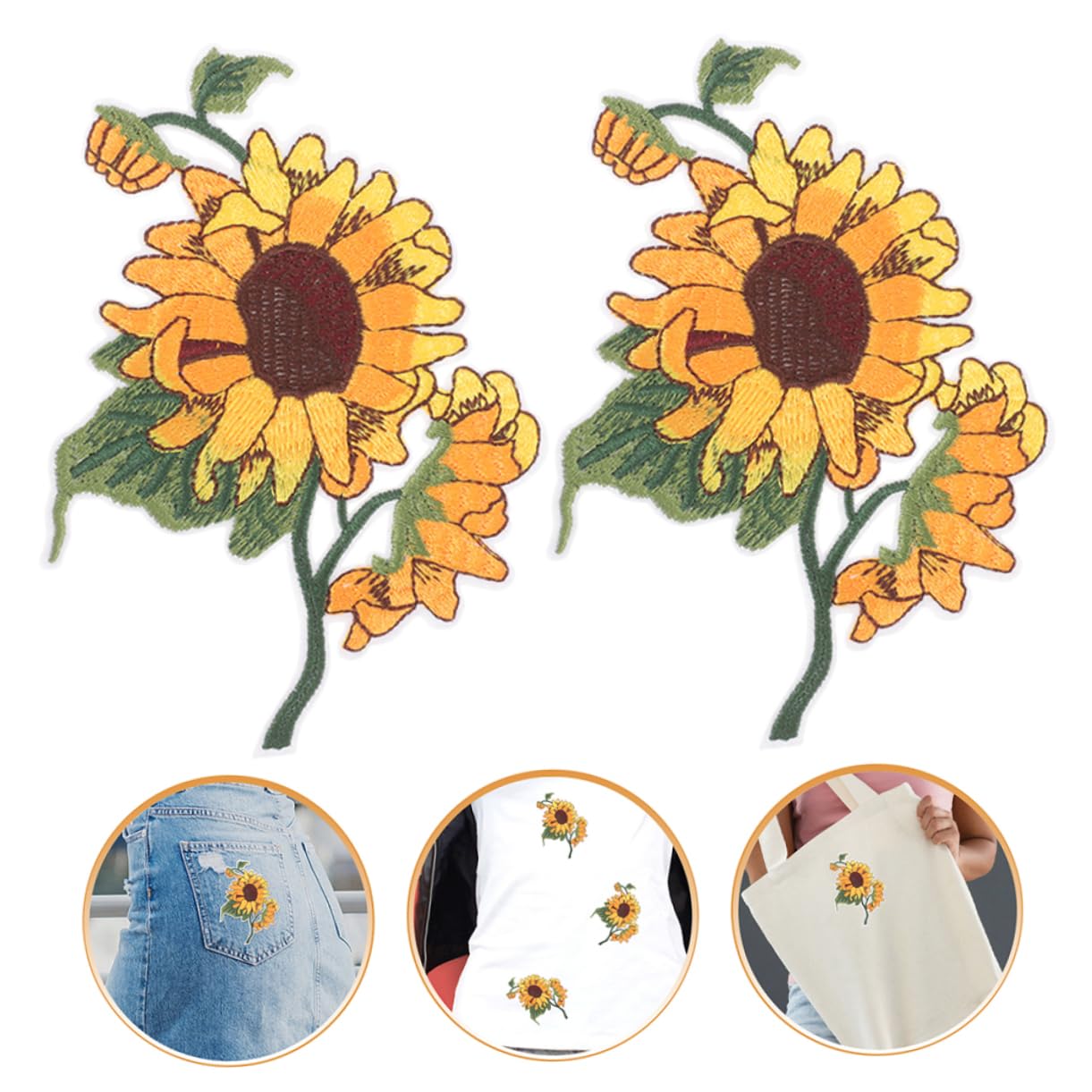 STOBOK 30piezas Parche De Hierro De Flores De Sunflower Para Ropa Mochilas y Pantalones