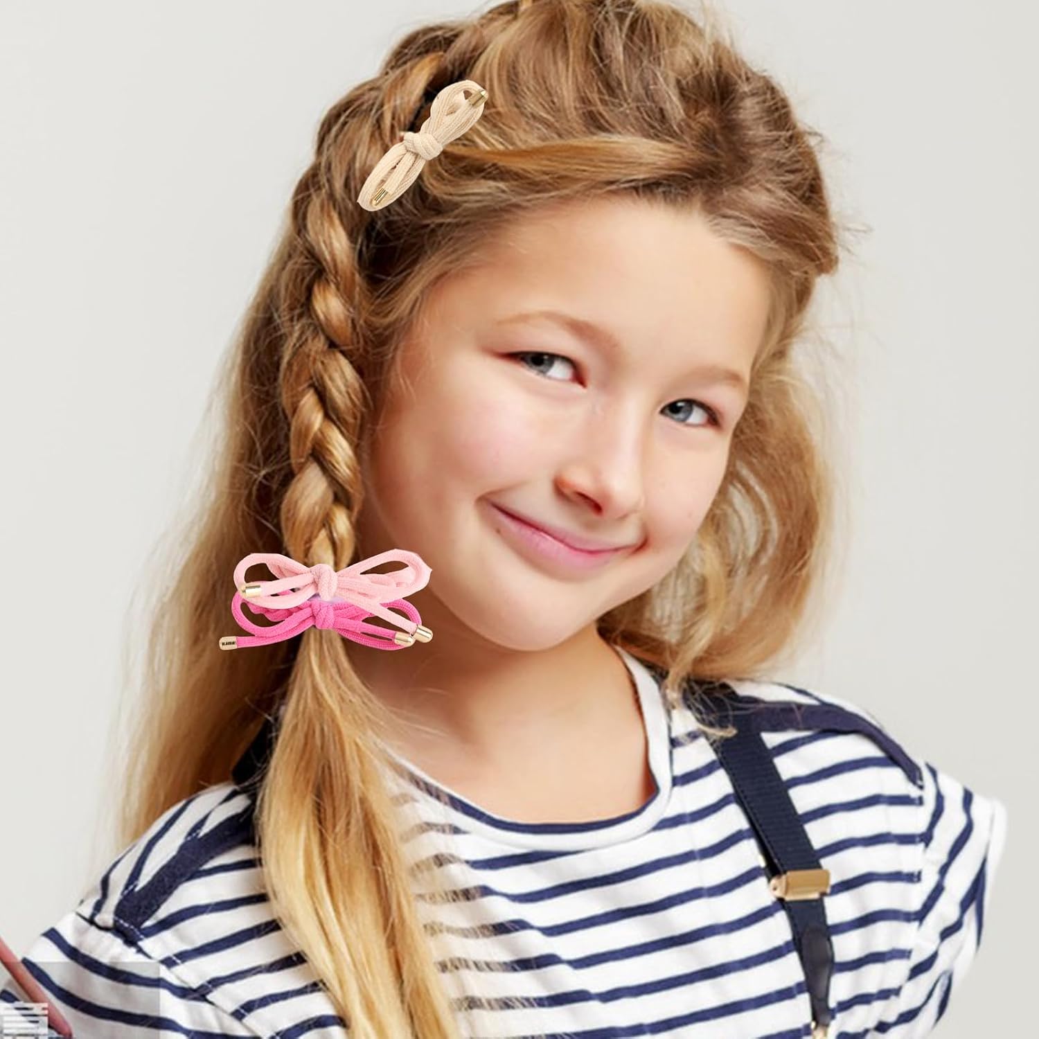 16PCS Braided Hair Ties with Bows, Adjustable Elastics Knotted Hair Rubber Bands, Natural Ponytail Holders, for Women and Girls, 16 Colors