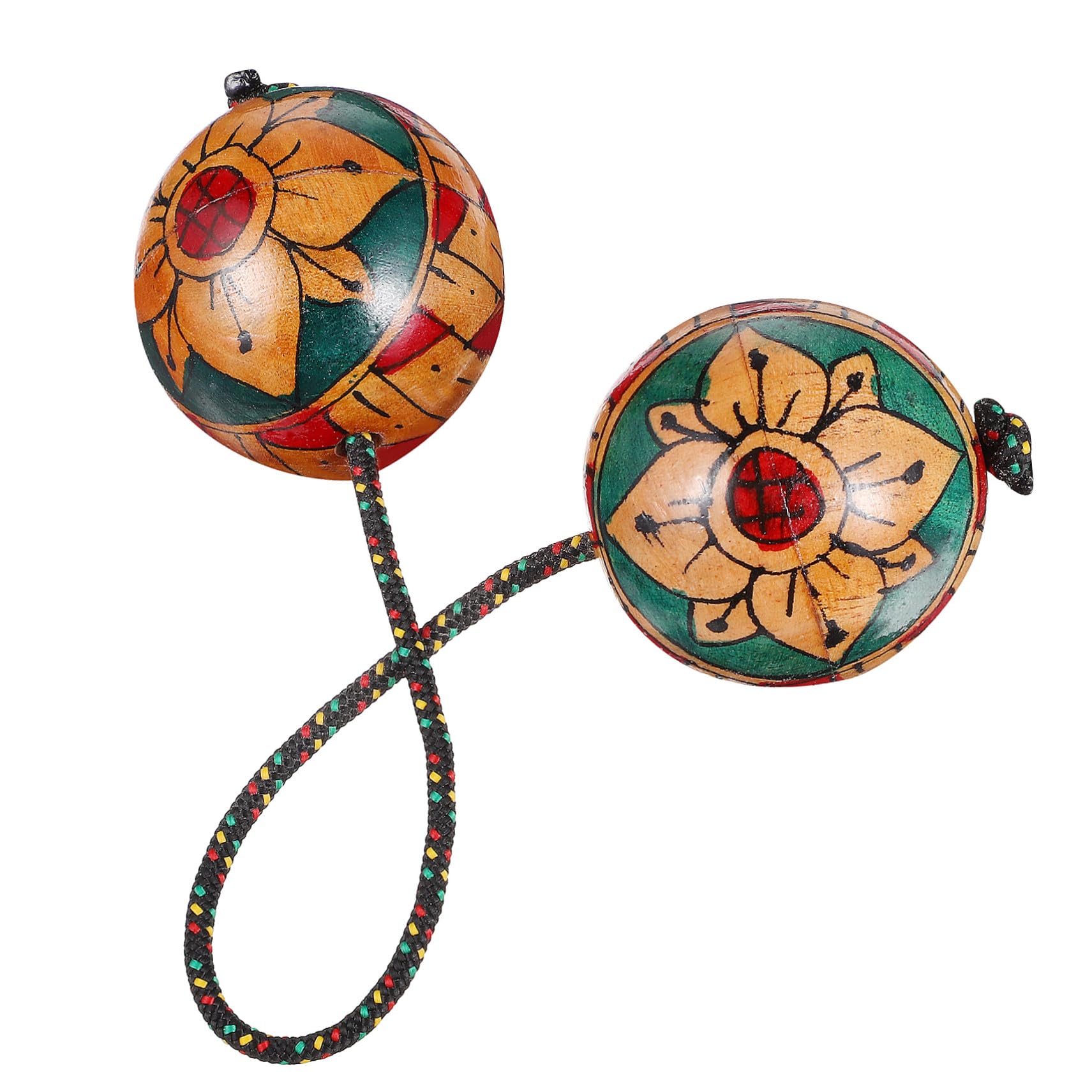 Boules à Doigts en Bois Peint à Main, Shaker Rythmique | Motif Aléatoire, Usage Main, Son Rythmé, pour Animation de Fête et Spectacle Style Aléatoire
