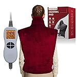 Ambershine 26x35 XXXL King Size Neck& Shoulder& Back Heating Pad with 12 Temperature Settings& 4 Auto-Off Countdown Timers, Pain Relief for Back/Neck/Shoulder, Christmas Gift for mom dad (Red)