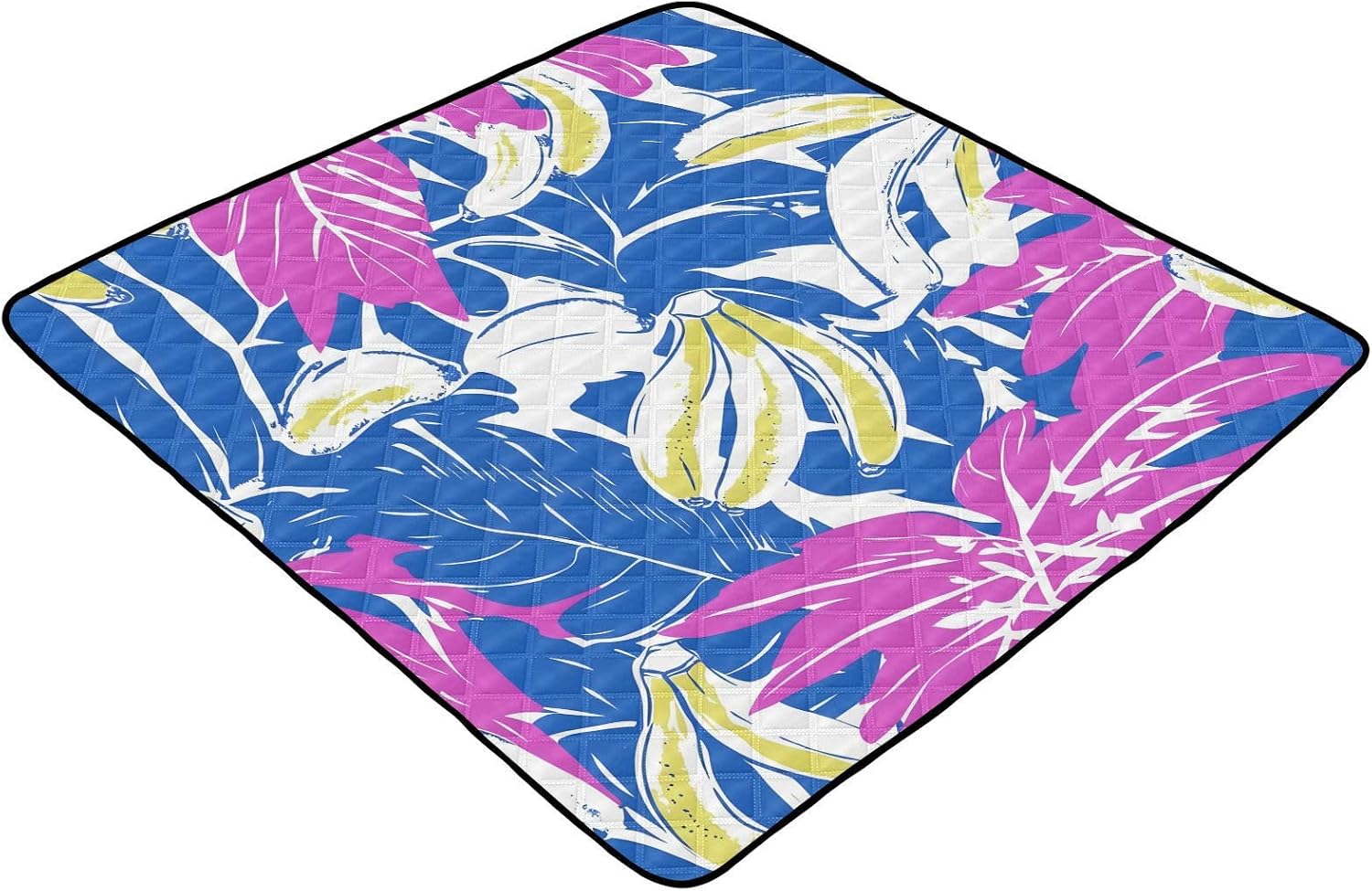 Doodle Tropical Banana Baby Play Mat, 50“ X 50” Washable Folding Crawling Mat, Baby Floor Mat, Soft, Thick, Non-Slip