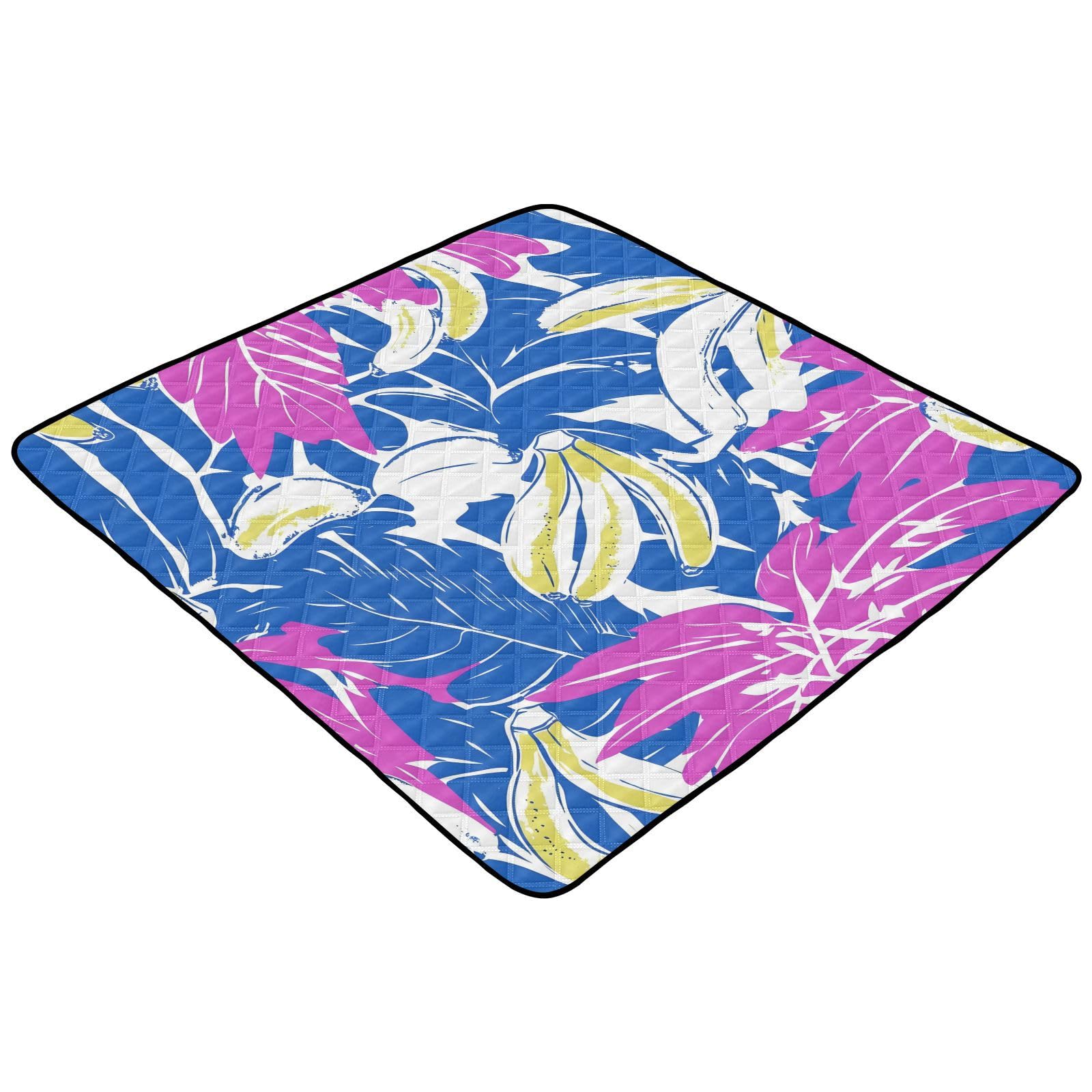 BOESI Doodle Tropical Banana Baby Play Mat, 50“ X 50” Washable Folding Crawling Mat, Baby Floor Mat, Soft, Thick, Non-Slip