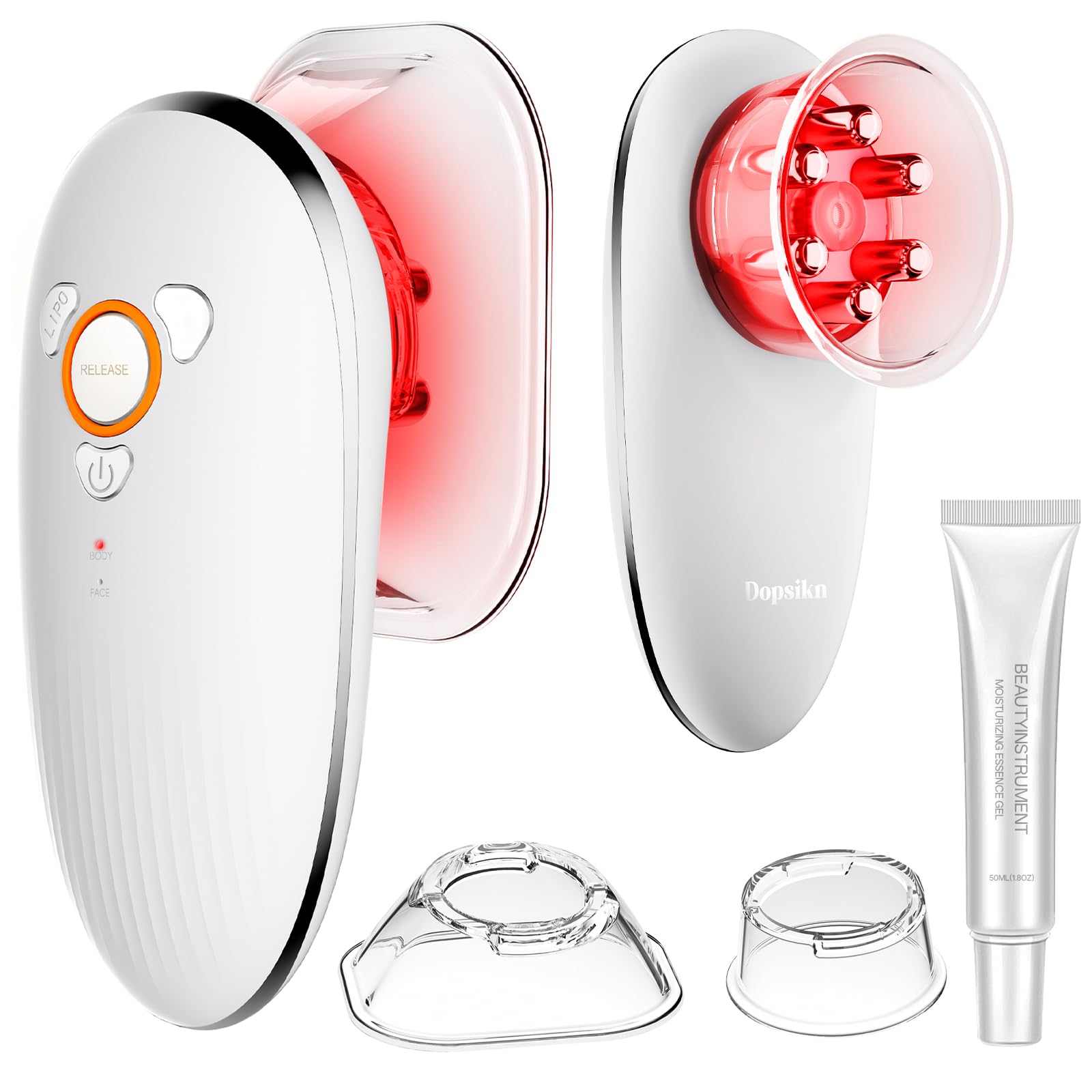 Dopsikn Body Sculpting Machine with Red Light Therapy for Face & Body, Cupping Therapy, Electric Cellulite Massage Tool with 2 Cups, Gift for Women, White: Pure White