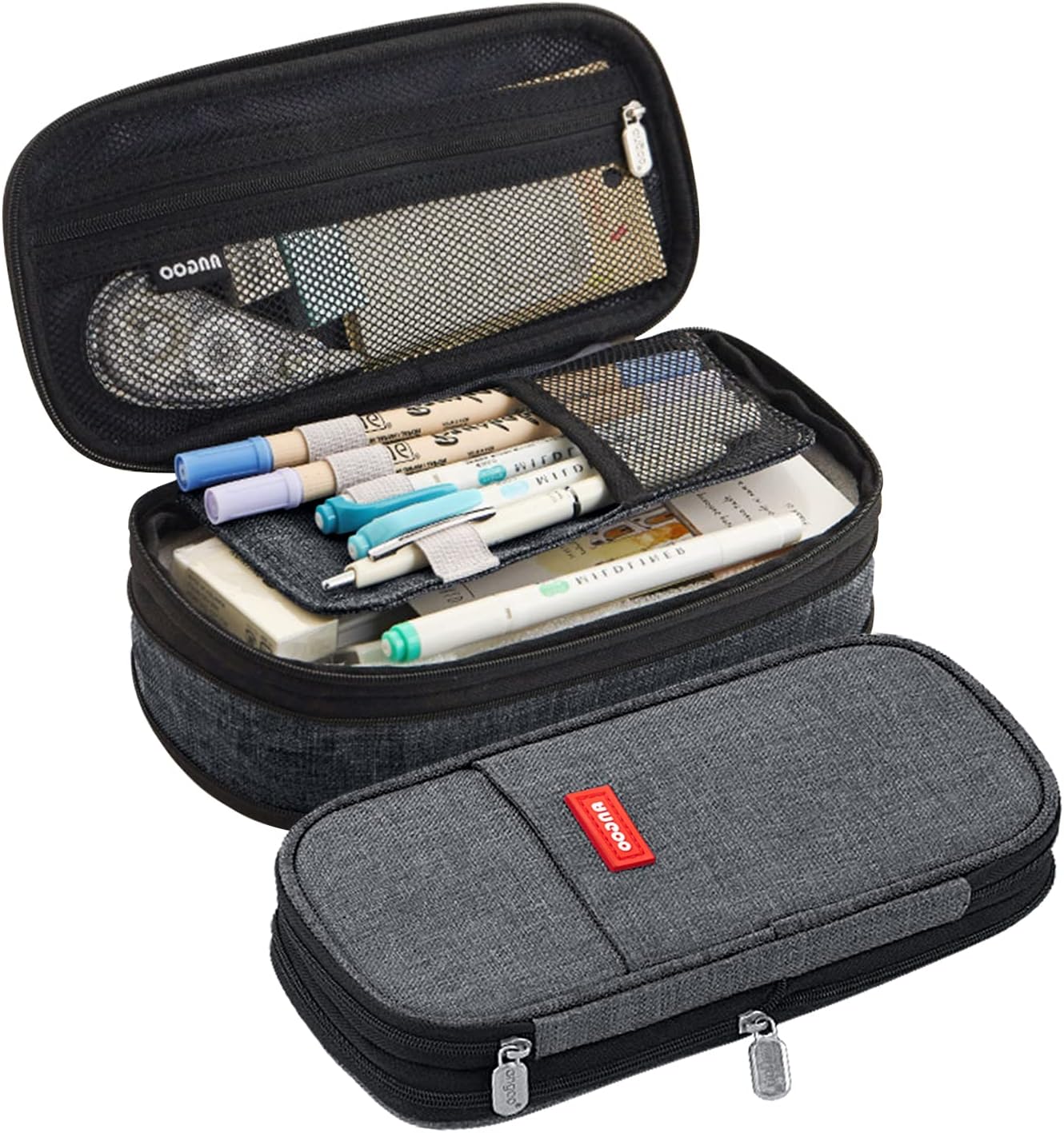 LHMTQVK Big Capacity Pencil Pen Case Office College School Large Storage High Capacity Bag Pouch Holder Box Organizer (A black)