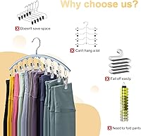 Vista 3 de Organizador de leggings para armario, colgador de metal para pantalones de yoga con revestimiento de goma, paquete de 4 con 10 clips para 40