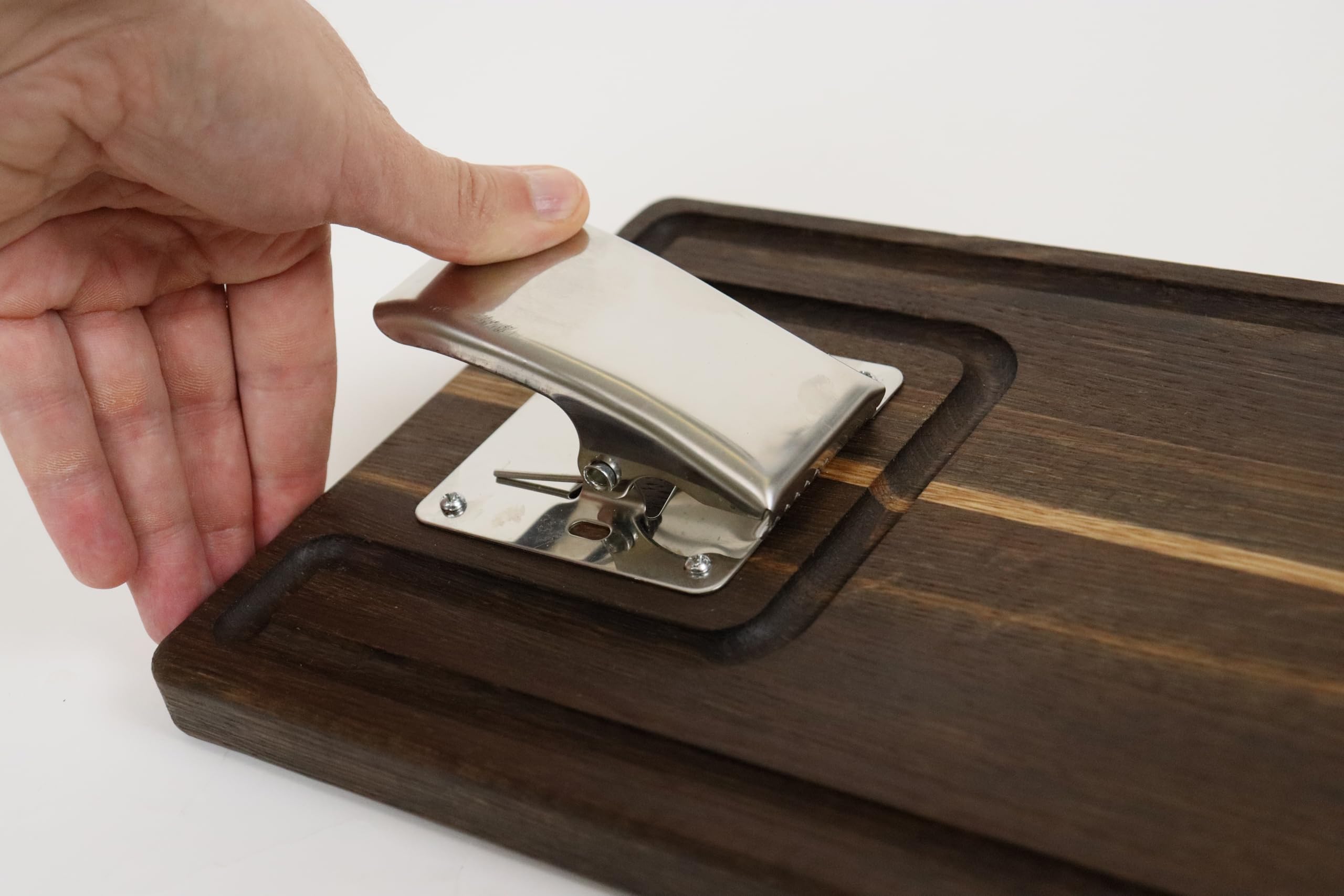 B4K® 570 x 200 x 20 cm Filleting Board Made of Oak Wood Antibacterial Surface Oiled Extra Strong Stainless Steel Clamp Kitchen Board for Filleting Fish Chopping Board for Filleting (Black) - Image 3