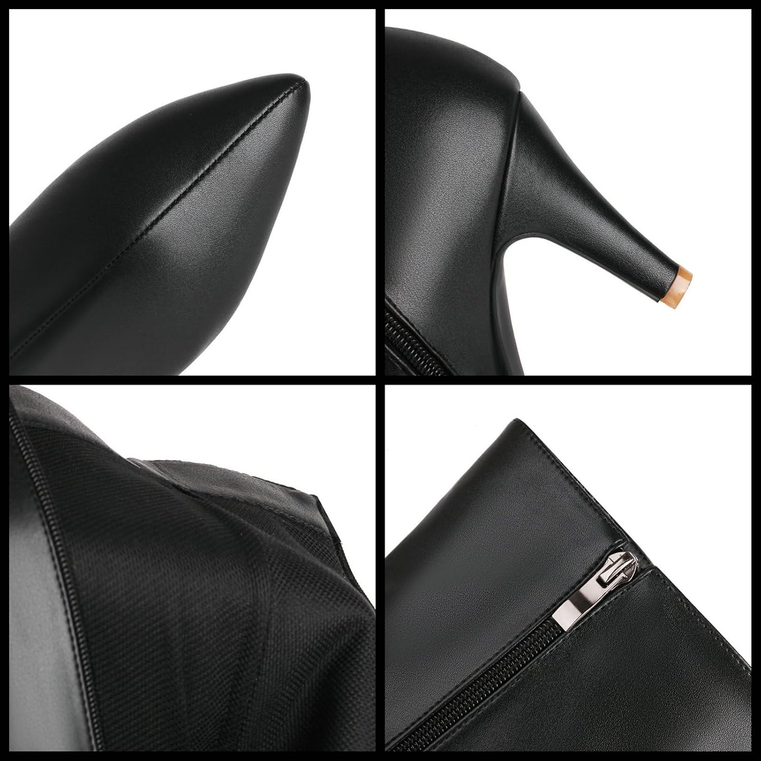 KysBloes Kitten Heel Knee High Pointed Toe Boots for Women High Heel Long Boots with Zipper,Metallic Knee High Boots