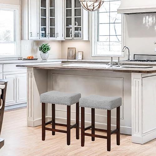 Miniatura 2 de ERGOMASTER Taburetes de bar para isla de cocina, juego de 2 taburetes de bar de altura de mostrador, taburetes de bar sin respaldo de 24 pulgadas,
