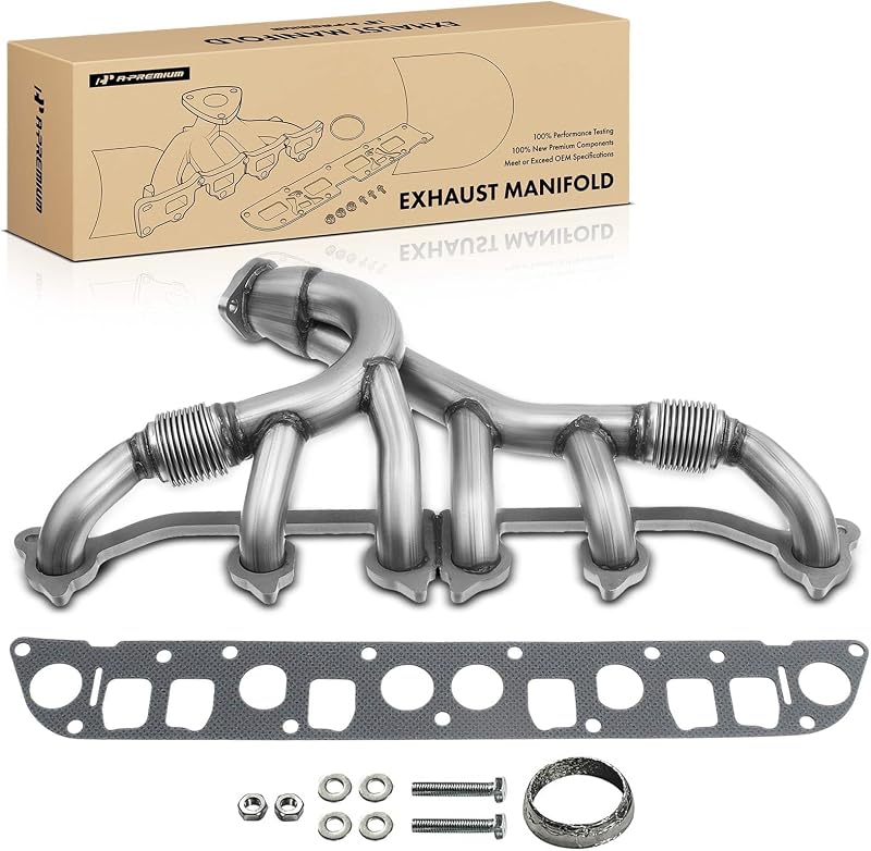 A-Premium New Stainless Steel Exhaust Manifold Kit W/Gaskets & Hardware | Compatible with Jeep Grand Cherokee 1993-1998, Wrangler 1991-1995 1997-1999, Cherokee 1991-1999, Comanche, TJ, L6 4.0L