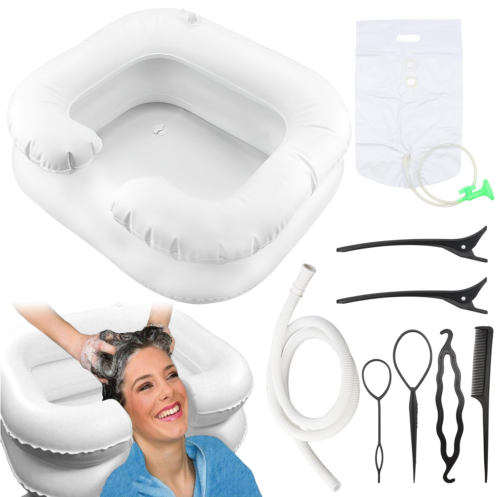 ZYNERY Haarwaschbecken,Haarwaschbecken Für Bettlägerige,Aufblasbares Haarwaschbecken,Haare Waschen Im Bett,Geeignet Für Bettlägerige Schwangere,Kinder Und Postoperative Verletzungen