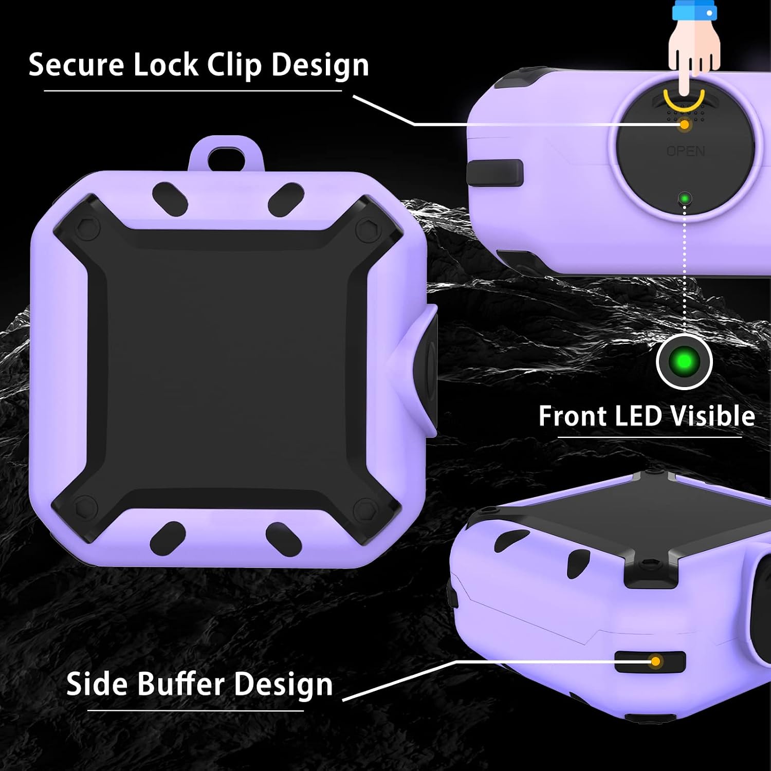 Case for Beats Fit Pro 2021, Secure Lock Cases Compatible with Beats Fit Pro Protective Cover Earbuds Carry Switch Protector with Anti-Lost Carabiner (Purple)