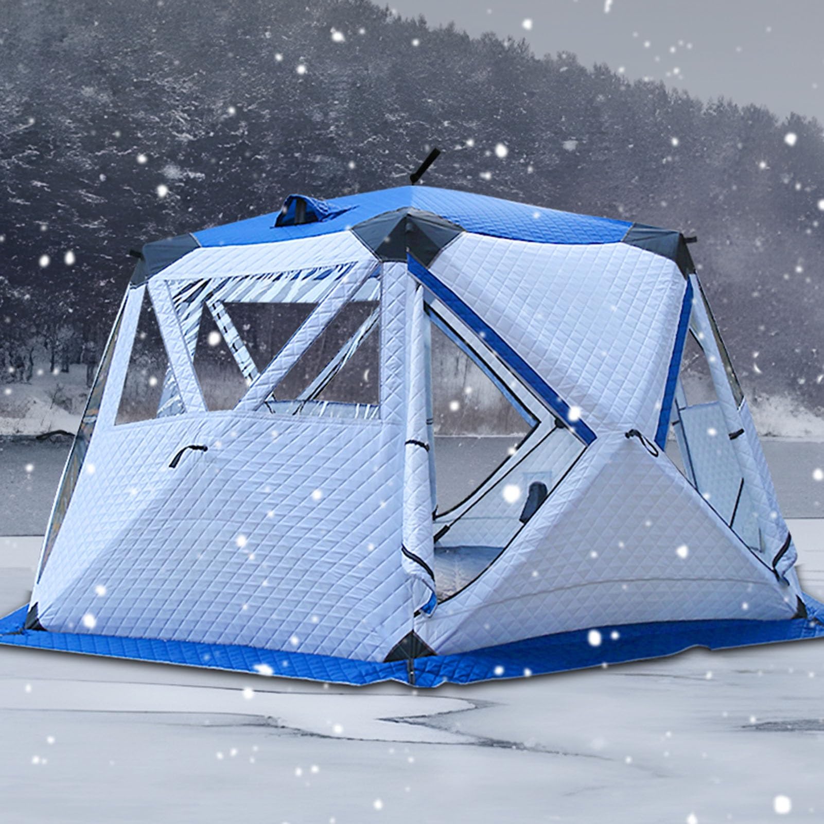 Ice fishing tent Namiot wędkarski pod lodem dla 4-6 osób, przenośny, z wyjmowaną matą podłogową, idealny na piesze wędrówki